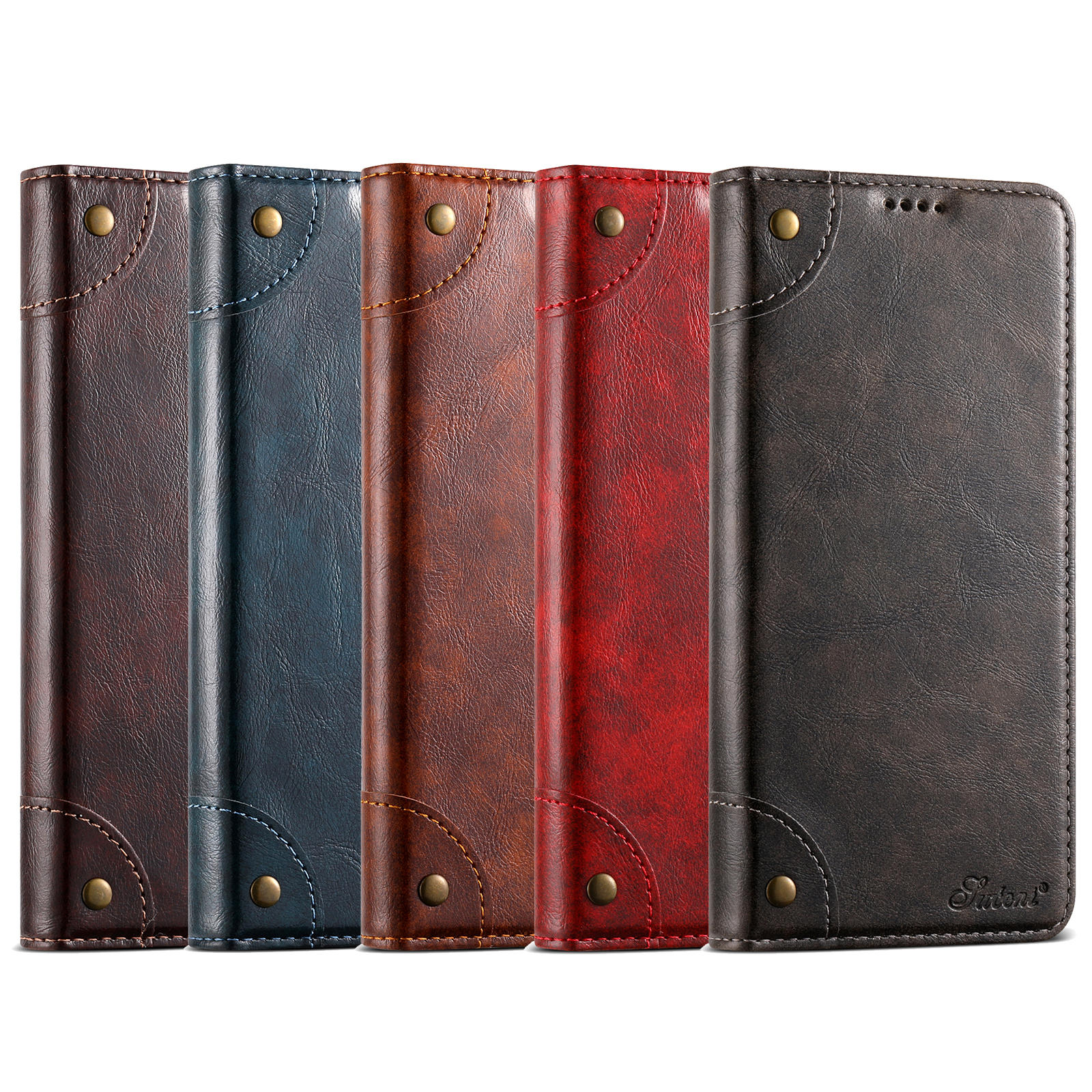 SUTENI BLK Phone Case PU Leather Card Holder Stand Wallet Magnet Flip Cover For Samsung S24Ultra S23Plus S22 Note20