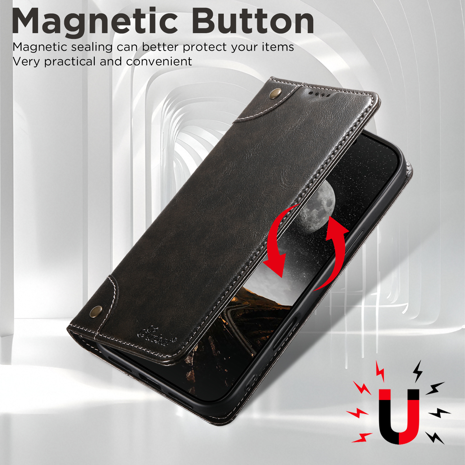 SUTENI BLK Phone Case Faux Leather Card Holder Stand Wallet Magnet Flip Cover For iPhone 17 Pro Max 16 Plus 15 14 13 12