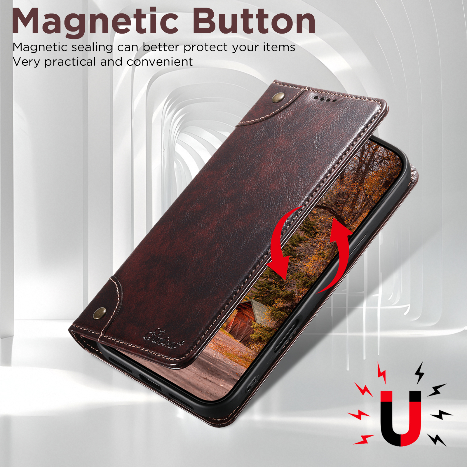 SUTENI BLK Phone Case Faux Leather Card Holder Stand Wallet Magnet Flip Cover For iPhone 17 Pro Max 16 Plus 15 14 13 12