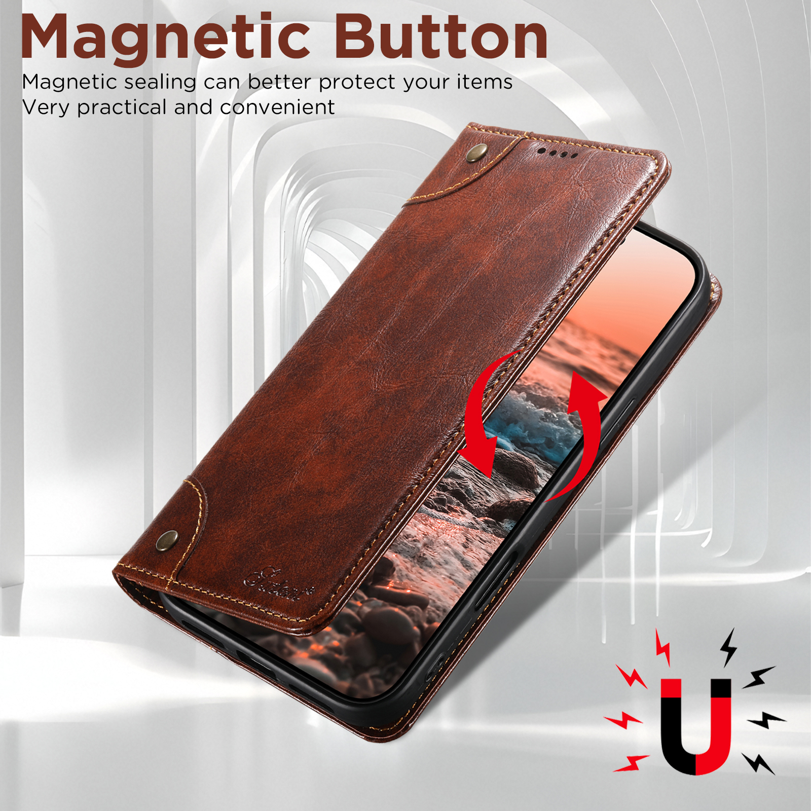 SUTENI BLK Phone Case Faux Leather Card Holder Stand Wallet Magnet Flip Cover For iPhone 17 Pro Max 16 Plus 15 14 13 12