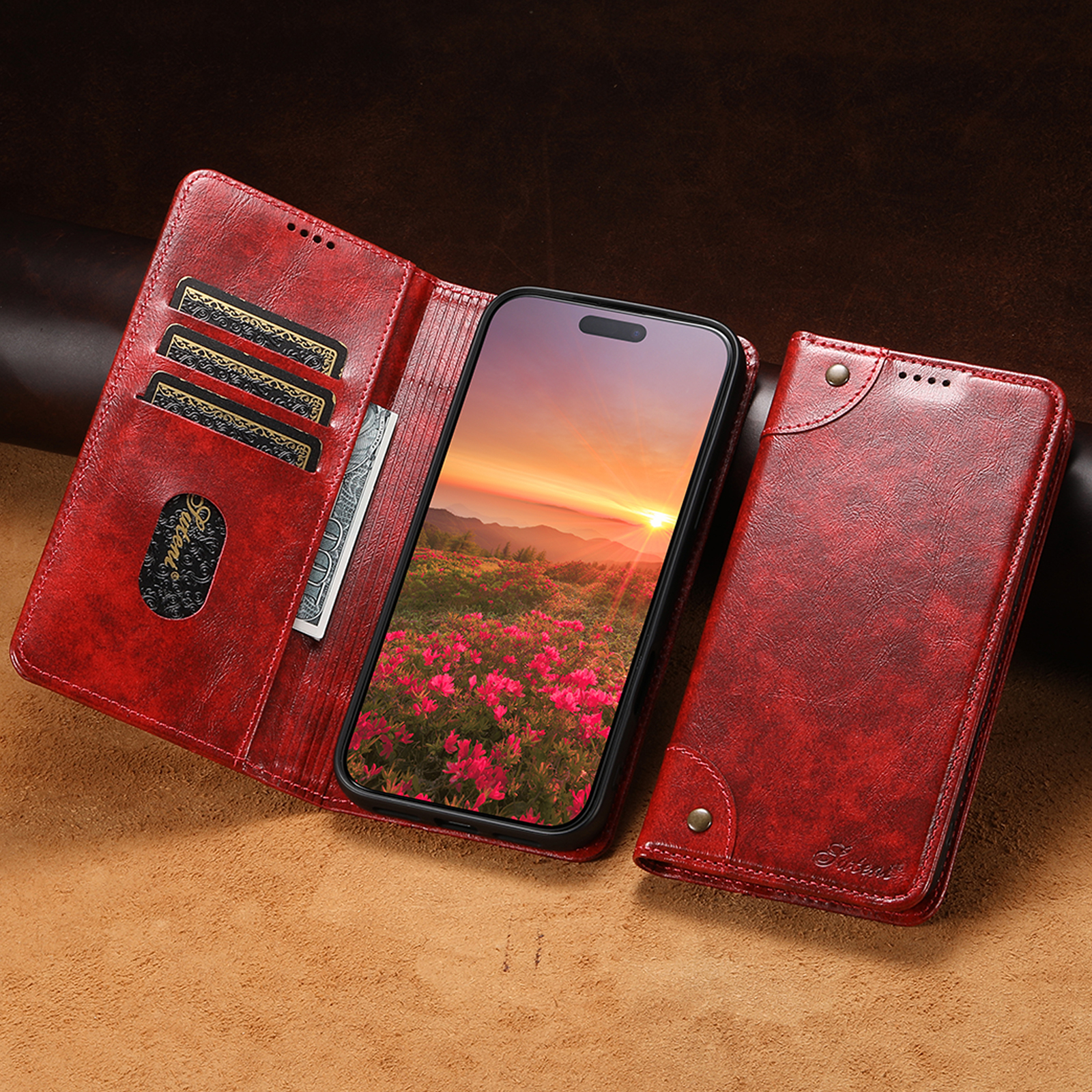 SUTENI BLK Phone Case Faux Leather Card Holder Stand Wallet Magnet Flip Cover For iPhone 17 Pro Max 16 Plus 15 14 13 12