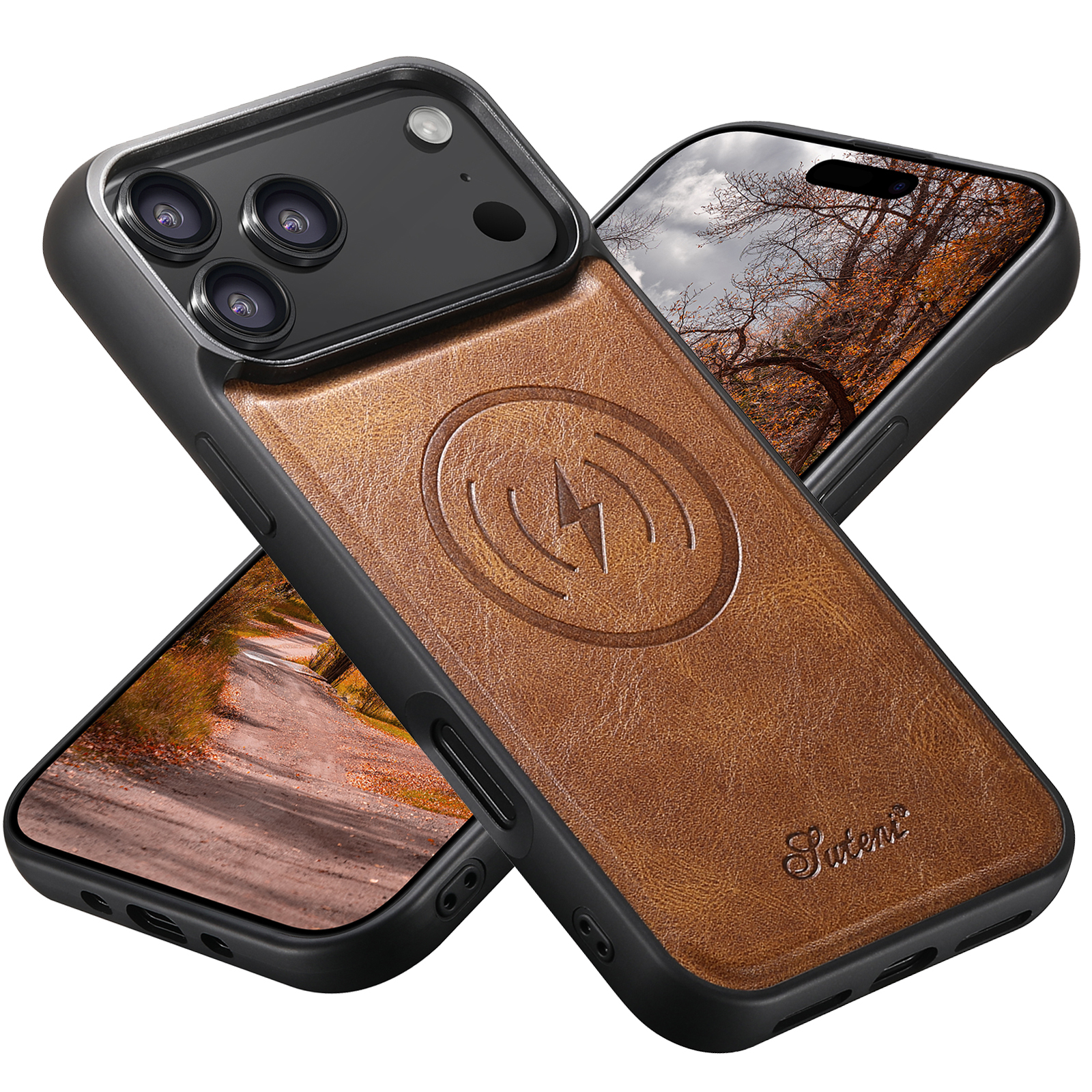 SUTENI H15DK Luxury Faux Leather Oil Wax Phone Case For iPhone 17 Pro Max 16 Plus 15 14 13 12