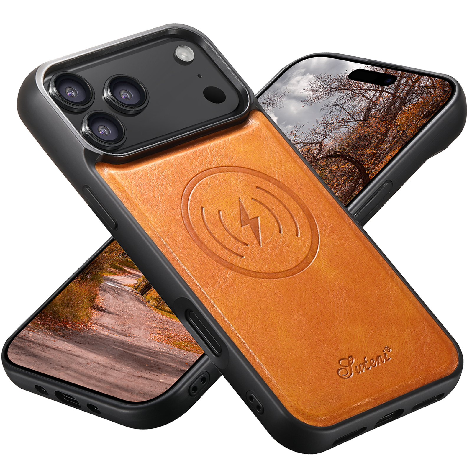 SUTENI H15DK Luxury Faux Leather Oil Wax Phone Case For iPhone 17 Pro Max 16 Plus 15 14 13 12