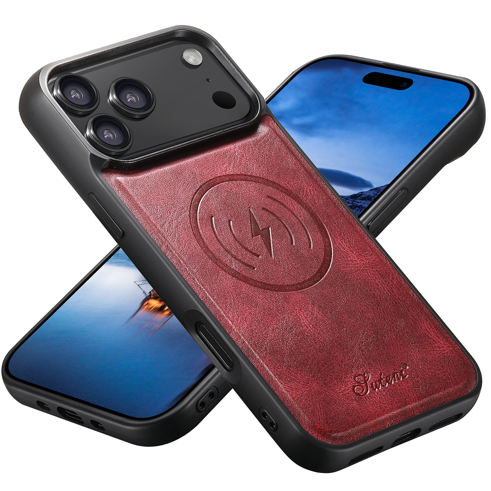 SUTENI H15DK Luxury Faux Leather Oil Wax Phone Case For iPhone 17 Pro Max 16 Plus 15 14 13 12