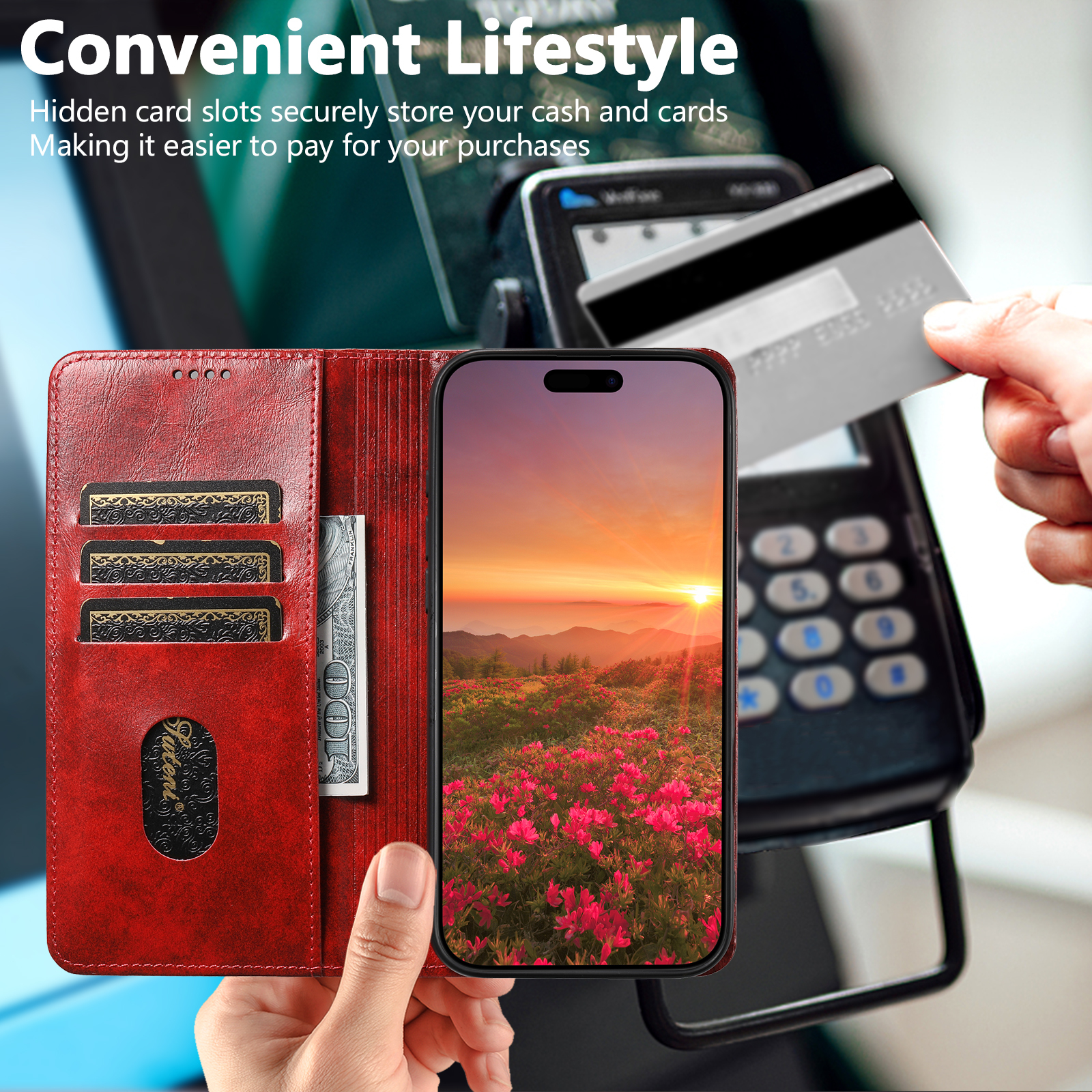SUTENI BLK Phone Case Faux Leather Card Holder Stand Wallet Magnet Flip Cover For iPhone 17 Pro Max 16 Plus 15 14 13 12