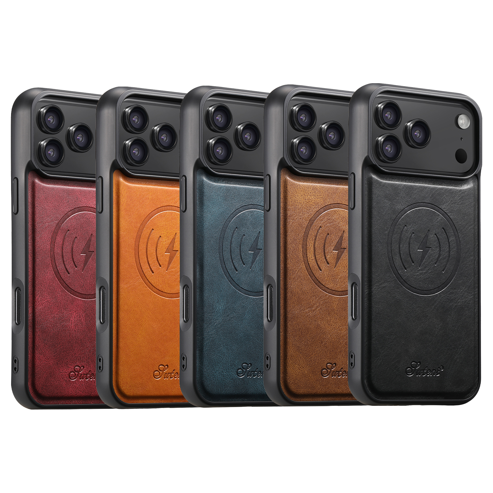 SUTENI H15DK Luxury Faux Leather Oil Wax Phone Case For iPhone 17 Pro Max 16 Plus 15 14 13 12