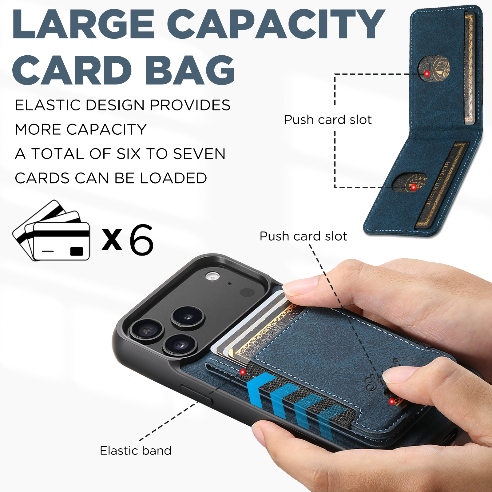 SUTENI H17LZ Magnet Wireless Charging Card Holder Stand Luxury Faux Leather Phone Case For iPhone 17 Pro Max 16 Plus 15 14 13 12