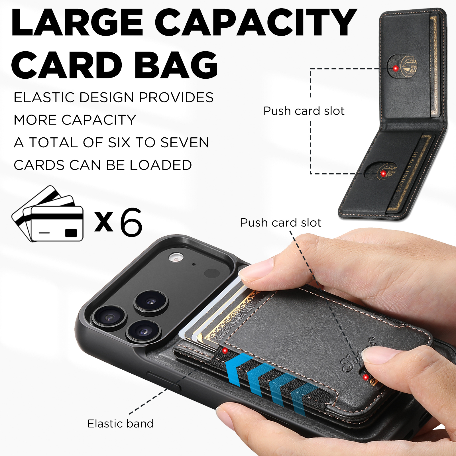 SUTENI H17YL Faux Leather Phone Case Wireless Charging Magnet Card Holder Stand For iPhone 17 Pro Max 16 Plus 15 14 13 12