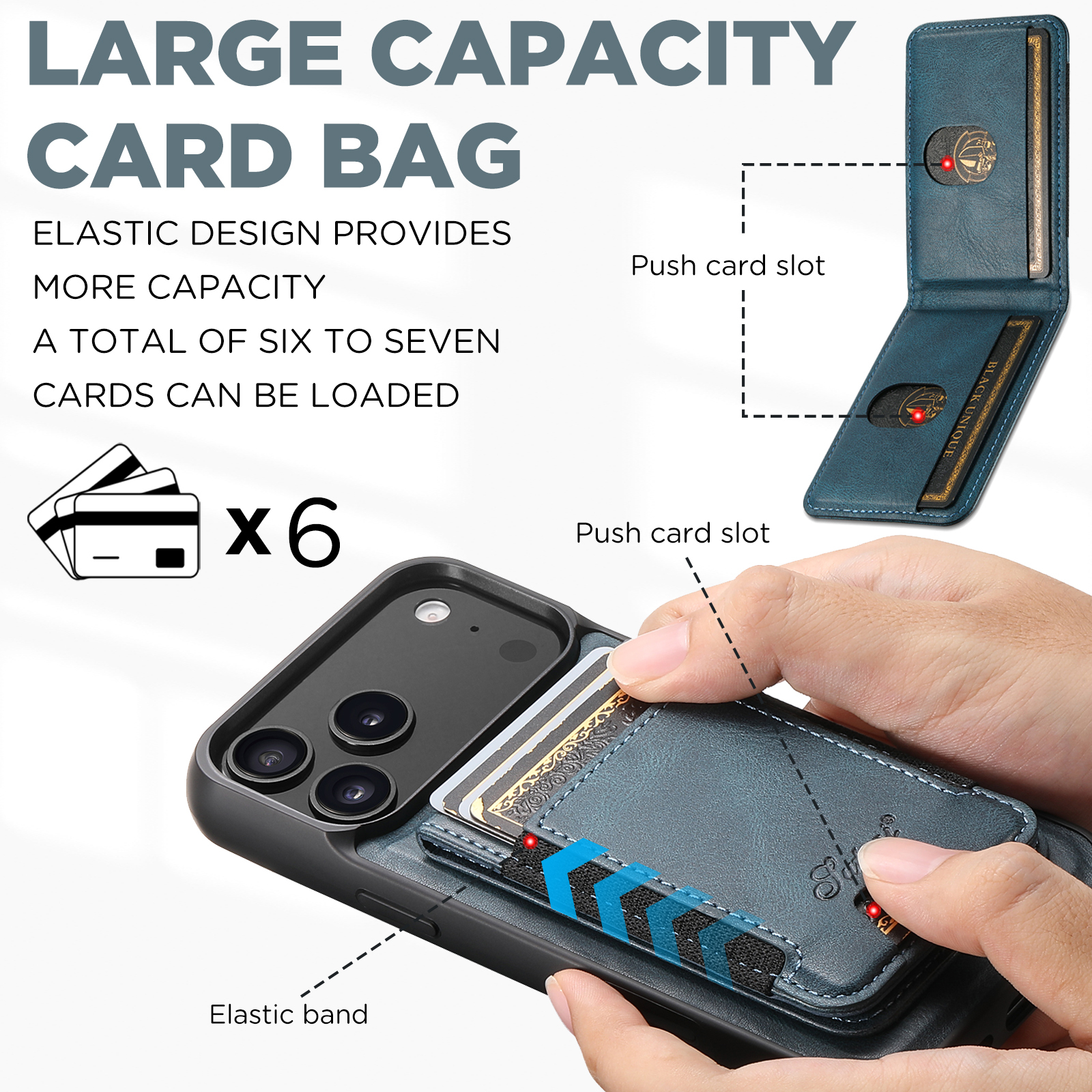 SUTENI H17YL Faux Leather Phone Case Wireless Charging Magnet Card Holder Stand For iPhone 17 Pro Max 16 Plus 15 14 13 12