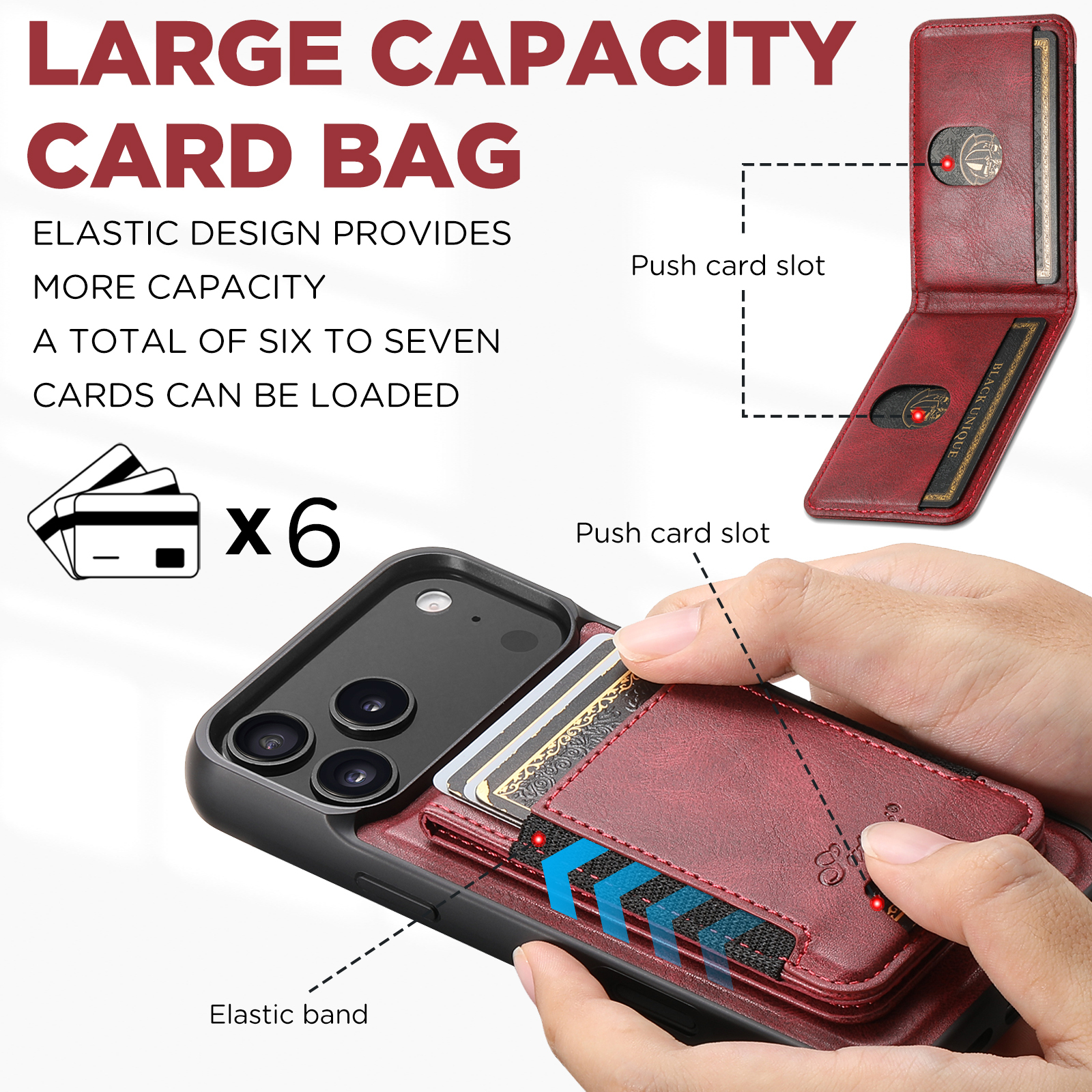 SUTENI H17YL Faux Leather Phone Case Wireless Charging Magnet Card Holder Stand For iPhone 17 Pro Max 16 Plus 15 14 13 12