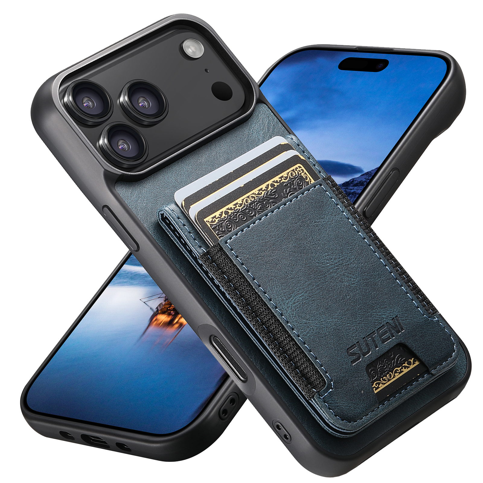 SUTENI H03YL Card Holder Phone Case Luxury Faux Leather Stand For iPhone 17 Pro Max 16 Plus 15 14 13 12