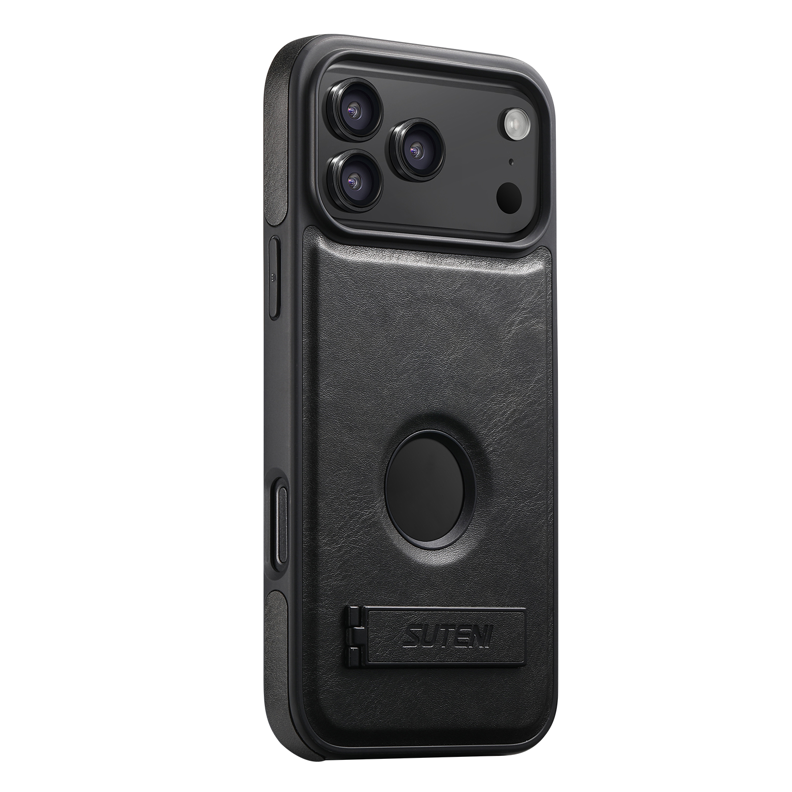 SUTENI G2YL Luxury Faux Leather Phone Case Stand Magnet Wireless Charging Smooth Surface For iPhone 17 Pro Max 16 Plus 15 14 13 12
