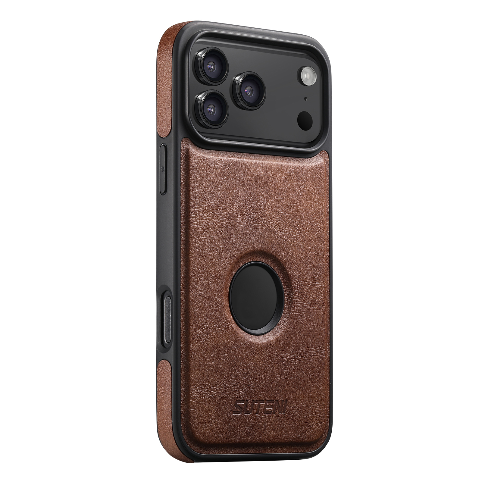 SUTENI G1 Wireless Charging Luxury Faux Leather Magnet Phone Case For iPhone 17 Pro Max 16 Plus 15 14 13 12
