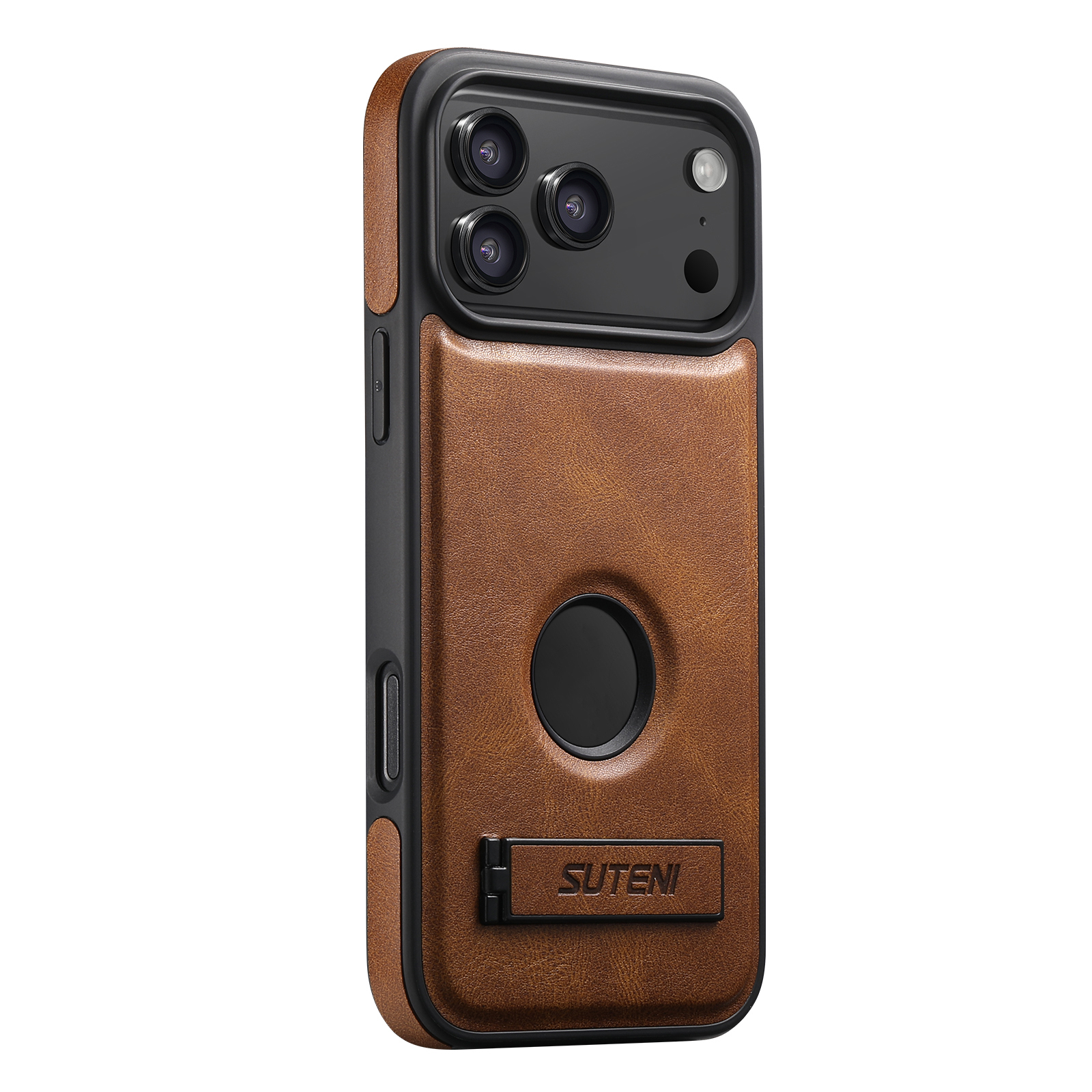 SUTENI G2YL Luxury Faux Leather Phone Case Stand Magnet Wireless Charging Smooth Surface For iPhone 17 Pro Max 16 Plus 15 14 13 12