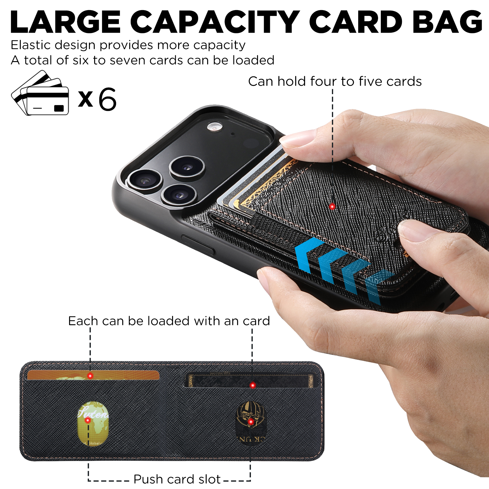 SUTENI H17SZ Wireless Charging Magnet Phone Case Card Holder Stand Faux Leather For iPhone 17 Pro Max 16 Plus 15 14 13 12