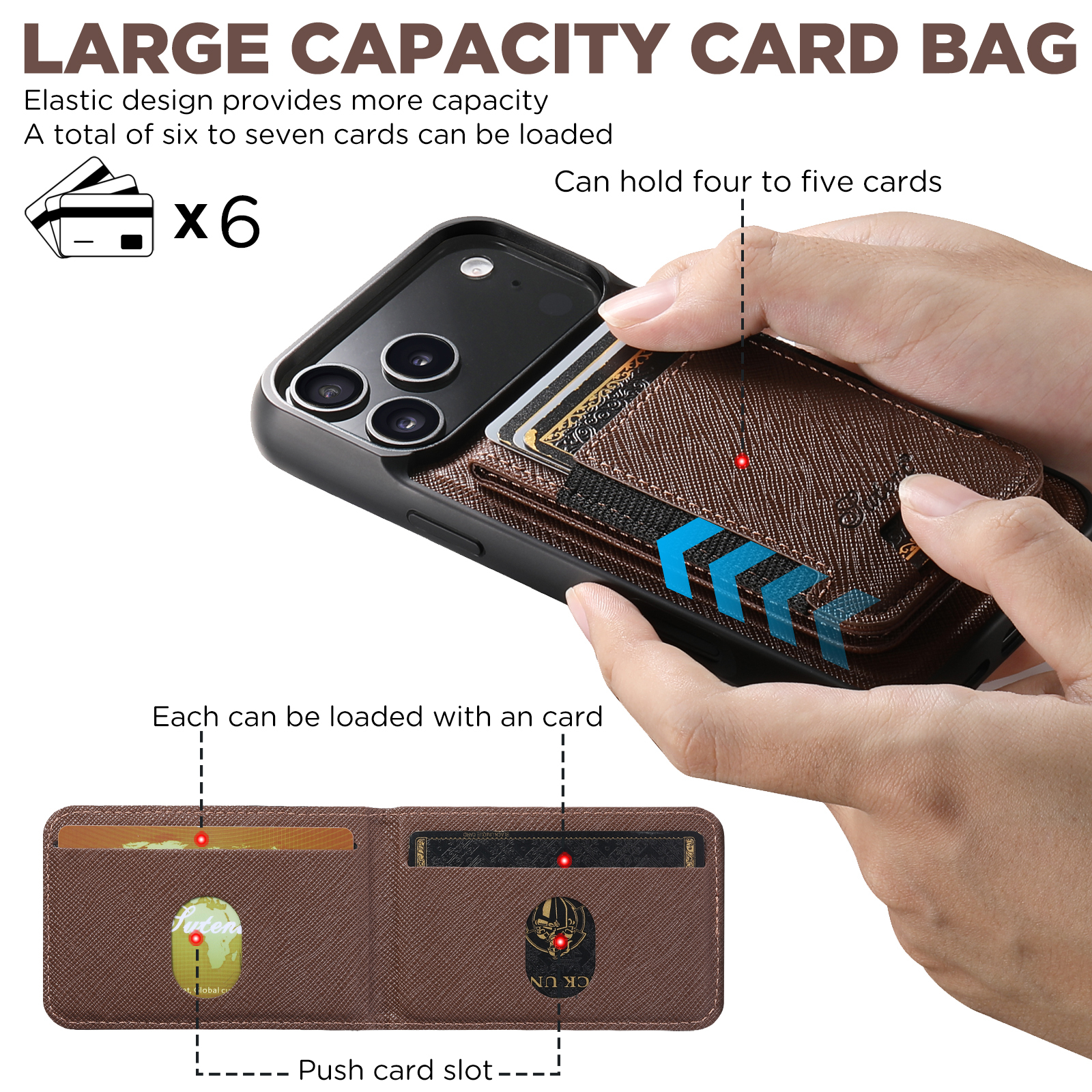 SUTENI H17SZ Wireless Charging Magnet Phone Case Card Holder Stand Faux Leather For iPhone 17 Pro Max 16 Plus 15 14 13 12