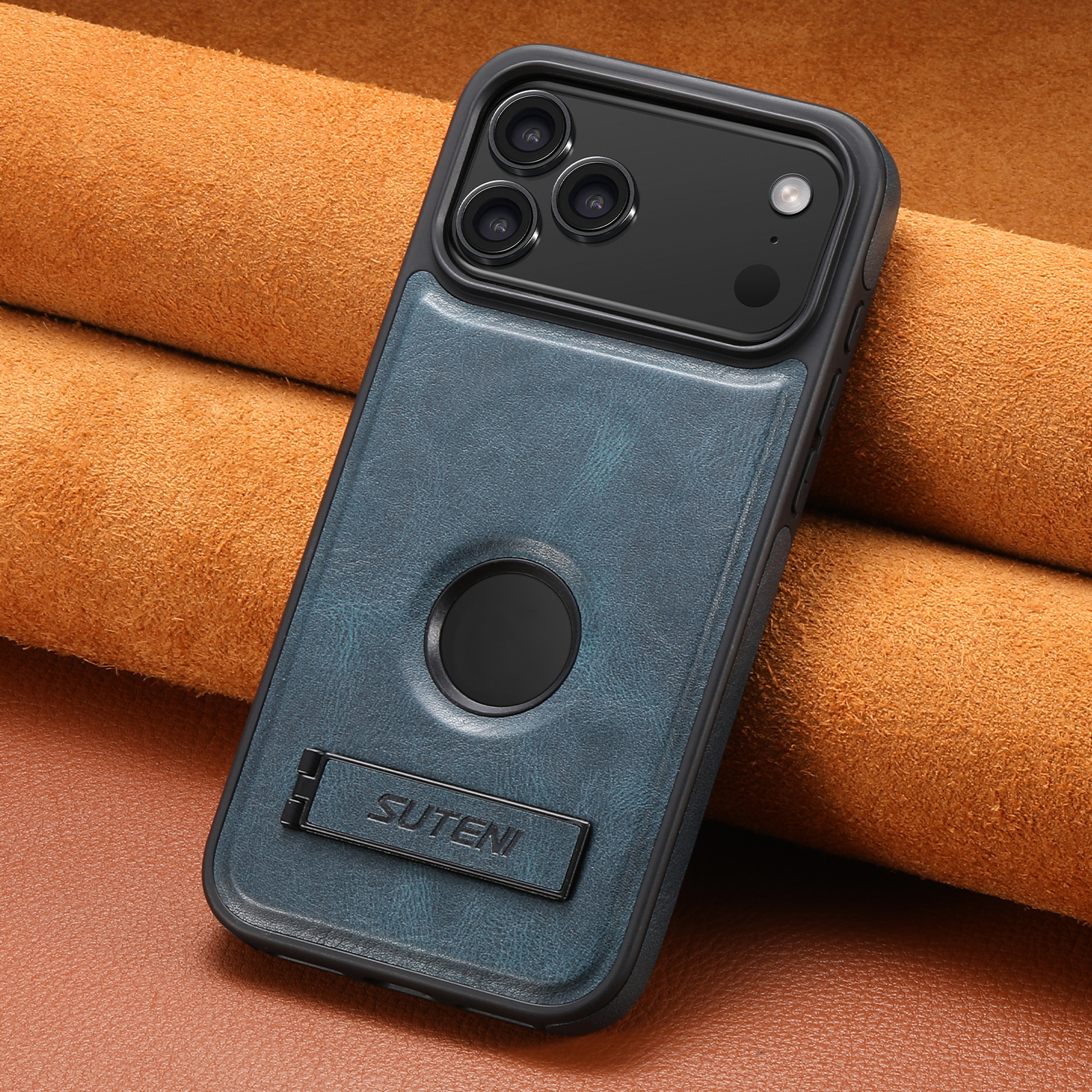 SUTENI G2YL Luxury Faux Leather Phone Case Stand Magnet Wireless Charging Smooth Surface For iPhone 17 Pro Max 16 Plus 15 14 13 12
