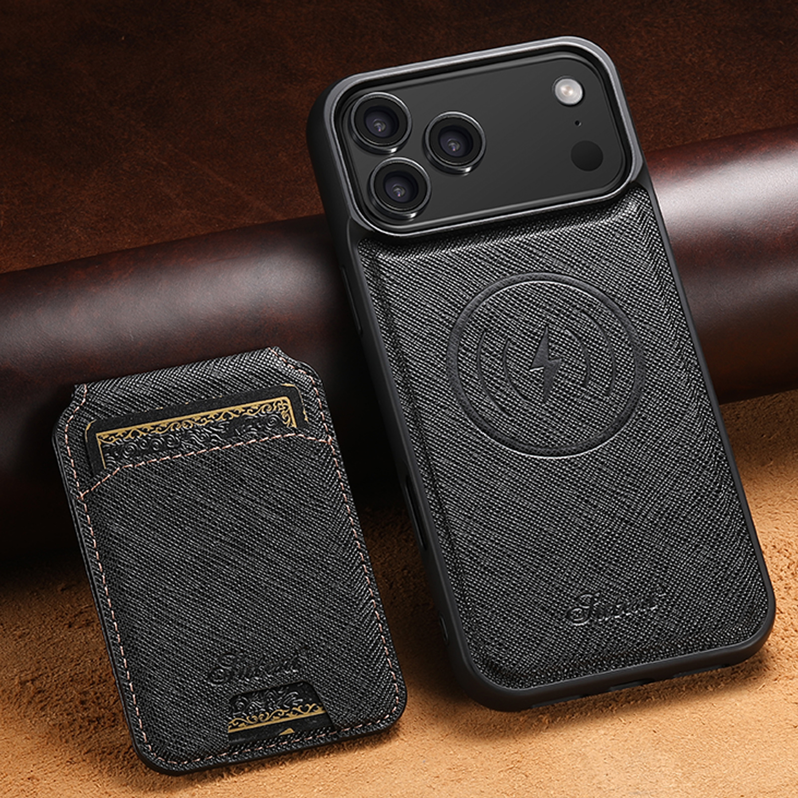SUTENI H18SZ Phone Case Wireless Charging Magnet Card Holder Stand Faux Leather For iPhone 17 Pro Max 16 Plus 15 14 13 12