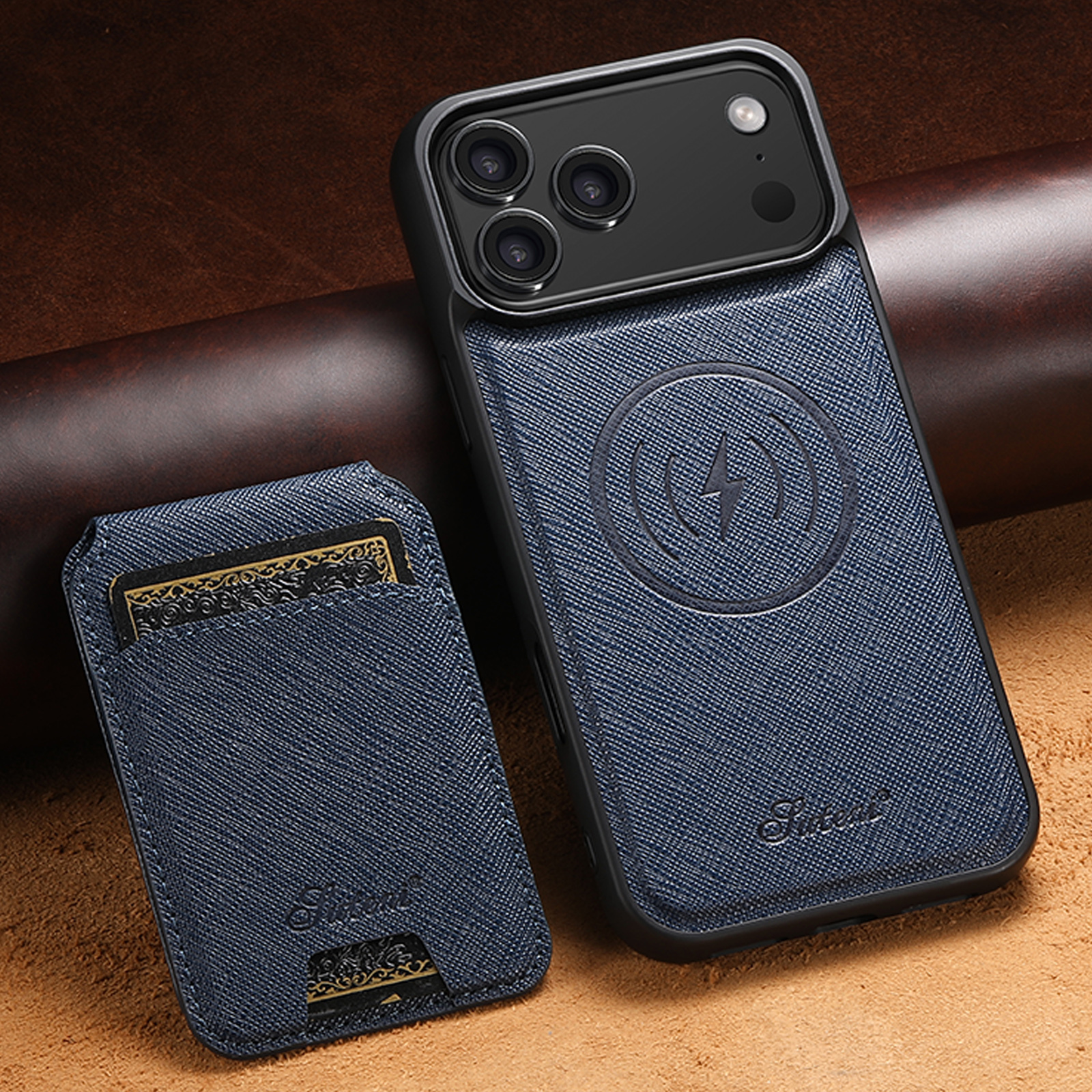 SUTENI H18SZ Phone Case Wireless Charging Magnet Card Holder Stand Faux Leather For iPhone 17 Pro Max 16 Plus 15 14 13 12