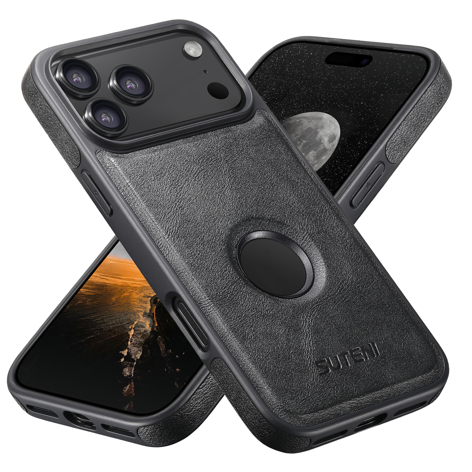 SUTENI G1 Wireless Charging Luxury Faux Leather Magnet Phone Case For iPhone 17 Pro Max 16 Plus 15 14 13 12