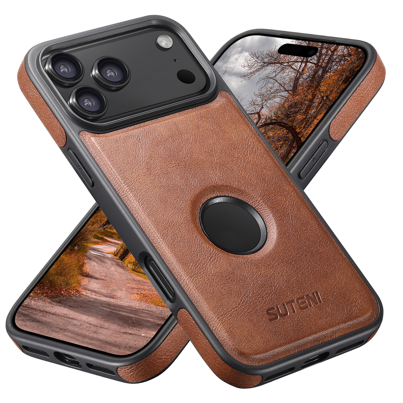 SUTENI G1 Wireless Charging Luxury Faux Leather Magnet Phone Case For iPhone 17 Pro Max 16 Plus 15 14 13 12