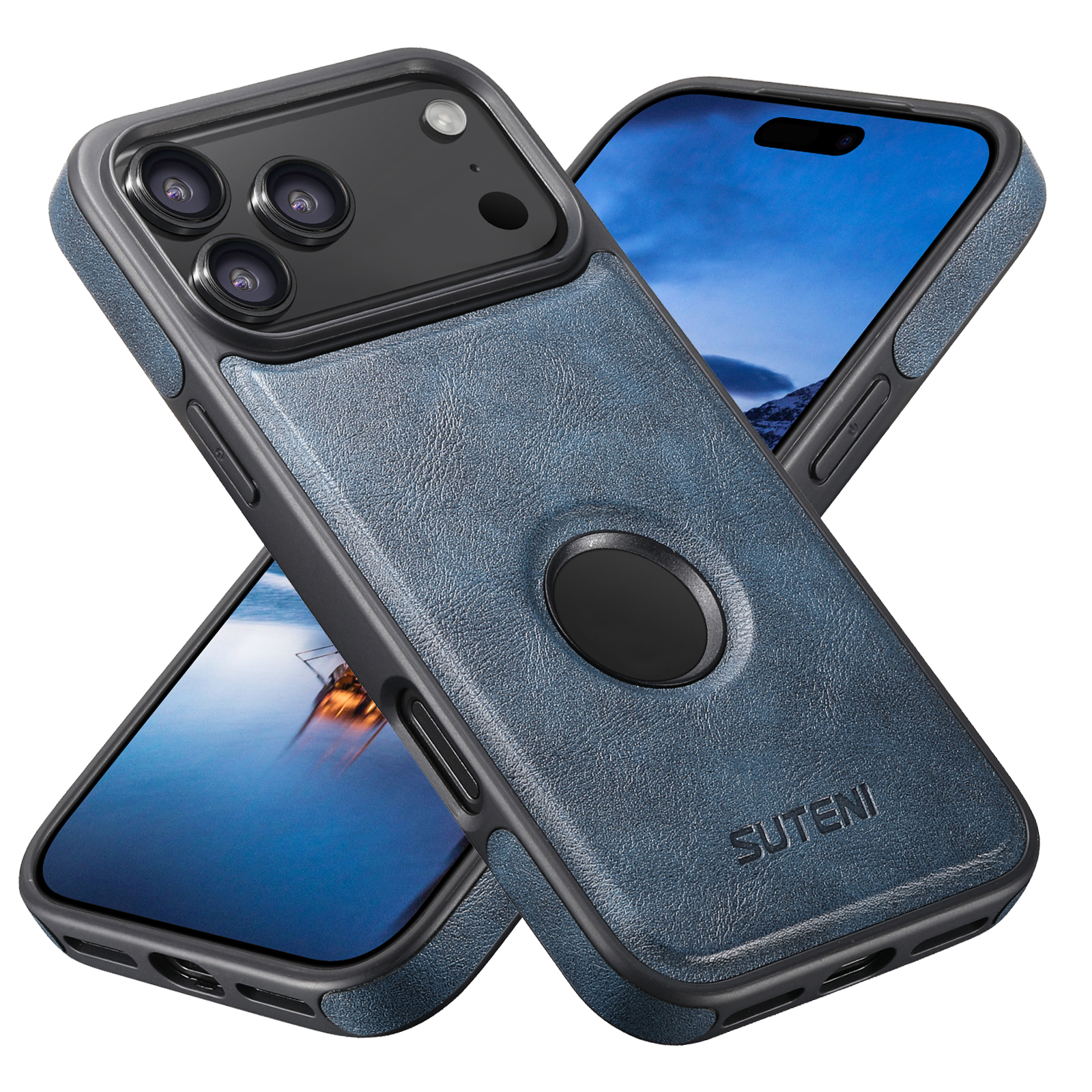 SUTENI G1 Wireless Charging Luxury Faux Leather Magnet Phone Case For iPhone 17 Pro Max 16 Plus 15 14 13 12