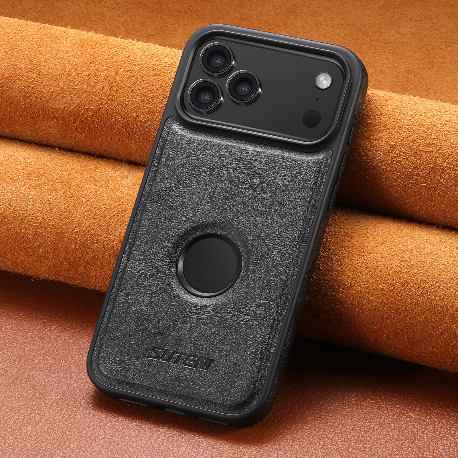 SUTENI G1 Wireless Charging Luxury Faux Leather Magnet Phone Case For iPhone 17 Pro Max 16 Plus 15 14 13 12