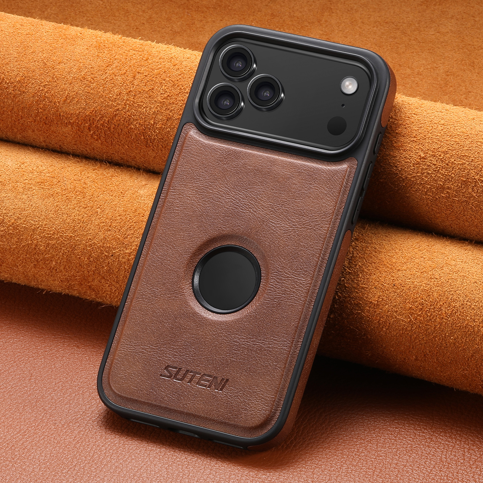 SUTENI G1 Wireless Charging Luxury Faux Leather Magnet Phone Case For iPhone 17 Pro Max 16 Plus 15 14 13 12