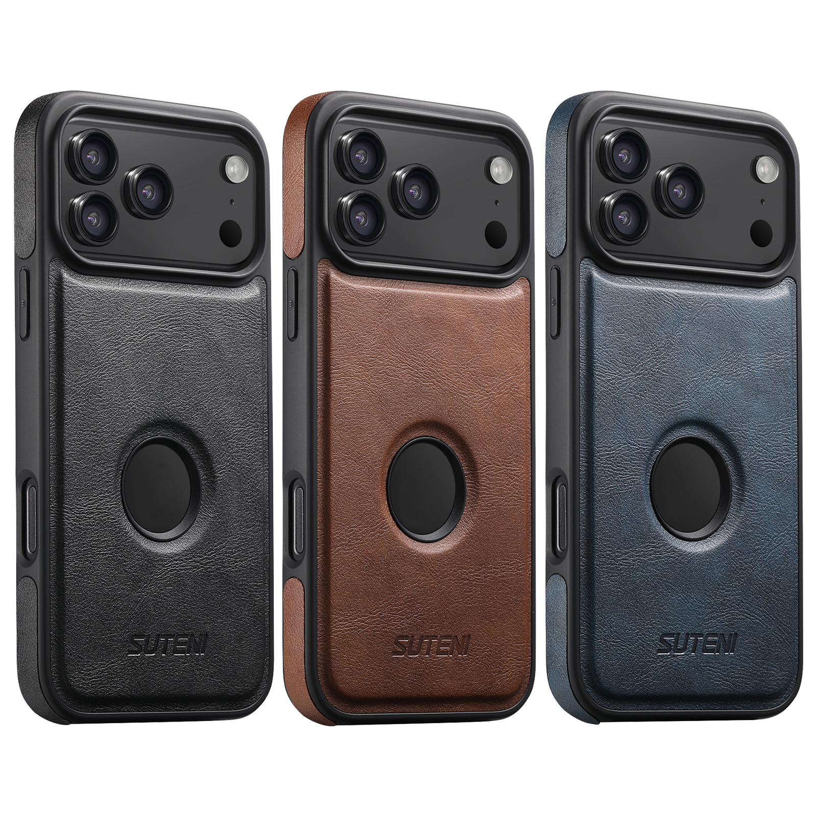 SUTENI G1 Wireless Charging Luxury Faux Leather Magnet Phone Case For iPhone 17 Pro Max 16 Plus 15 14 13 12