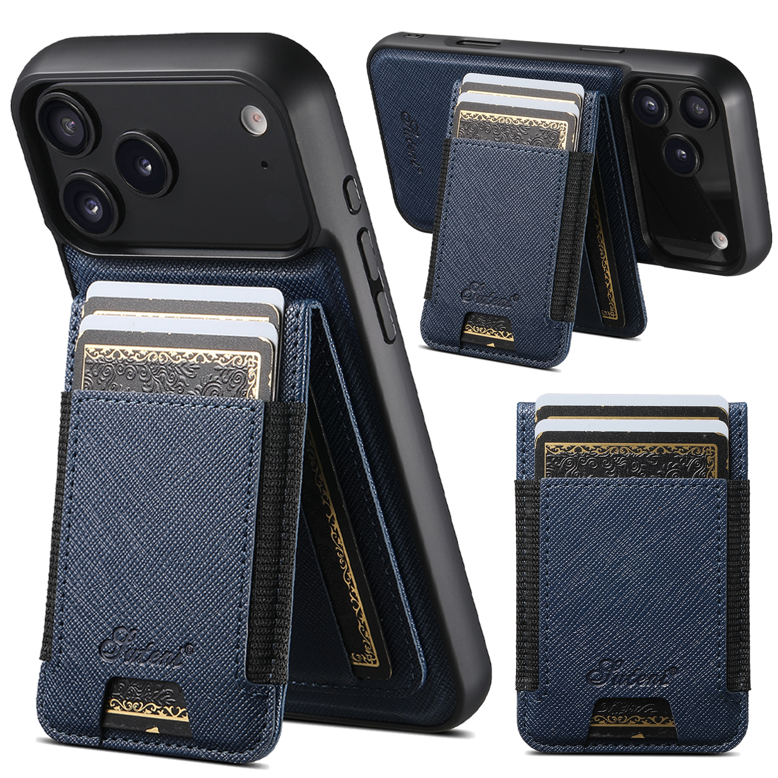 SUTENI H17SZ Wireless Charging Magnet Phone Case Card Holder Stand Faux Leather For iPhone 17 Pro Max 16 Plus 15 14 13 12