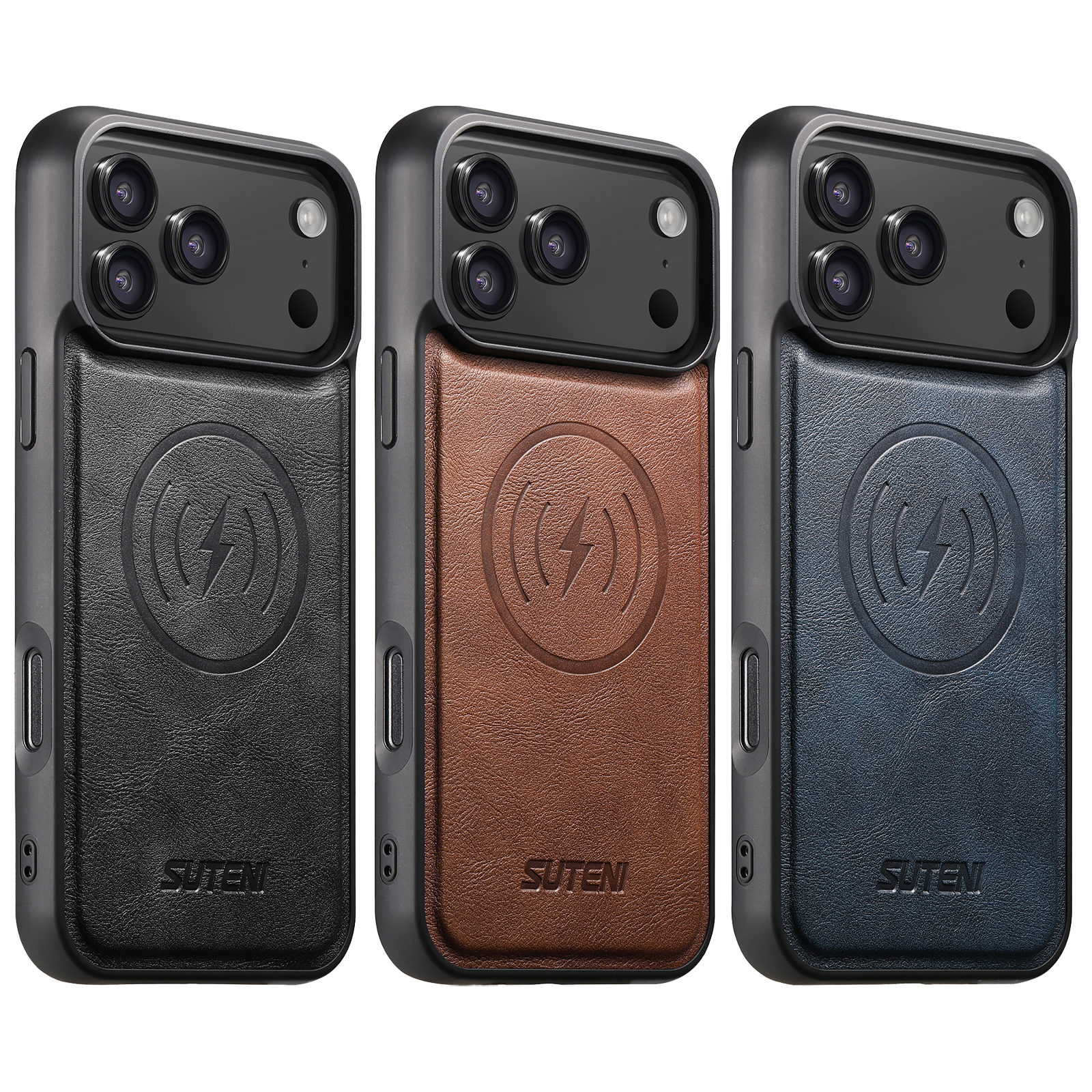 SUTENI G5 Frosted Feel Faux Leather Magnet Wireless Charging Phone Case For iPhone 17 Pro Max 16 Plus 15 14 13 12