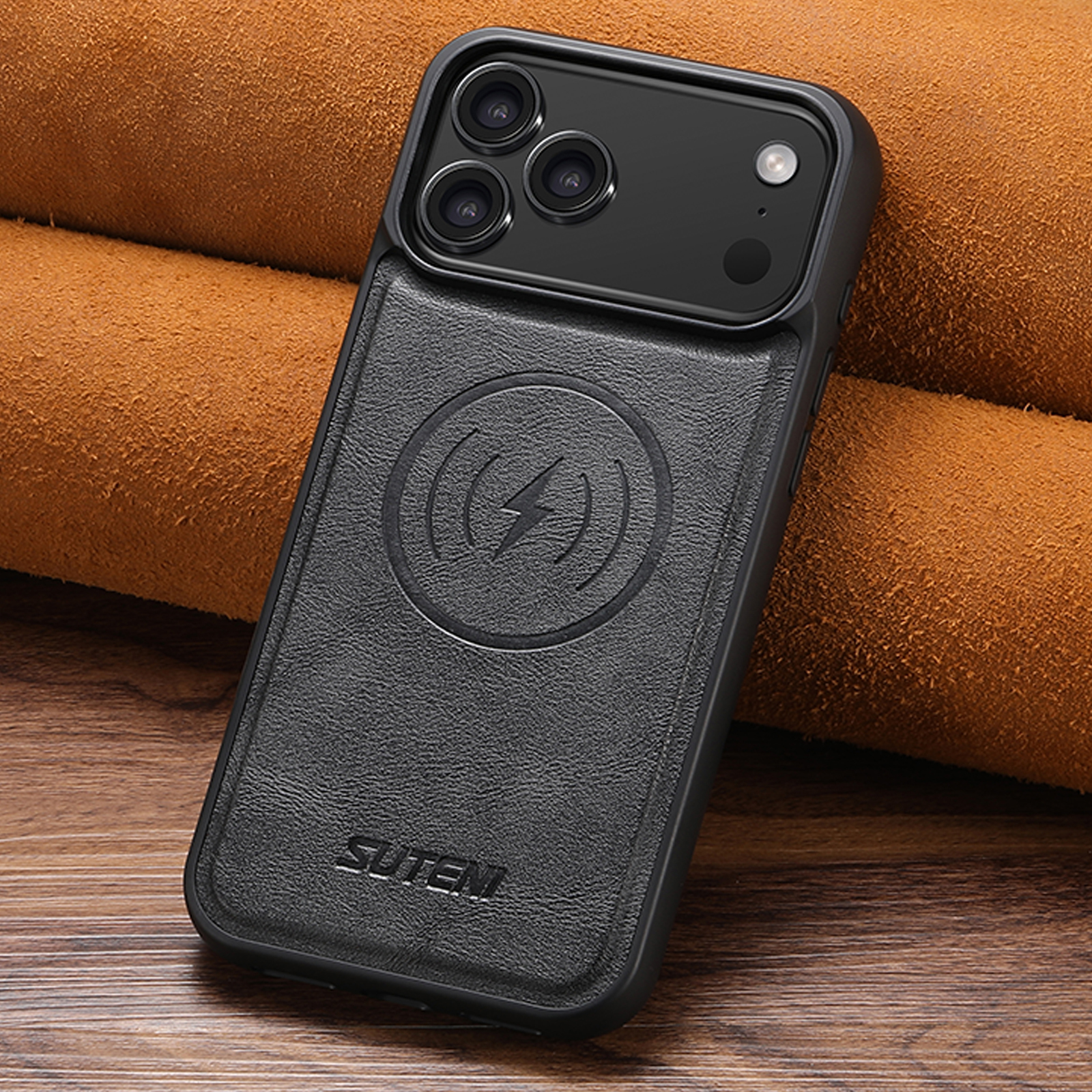 SUTENI G5 Frosted Feel Faux Leather Magnet Wireless Charging Phone Case For iPhone 17 Pro Max 16 Plus 15 14 13 12