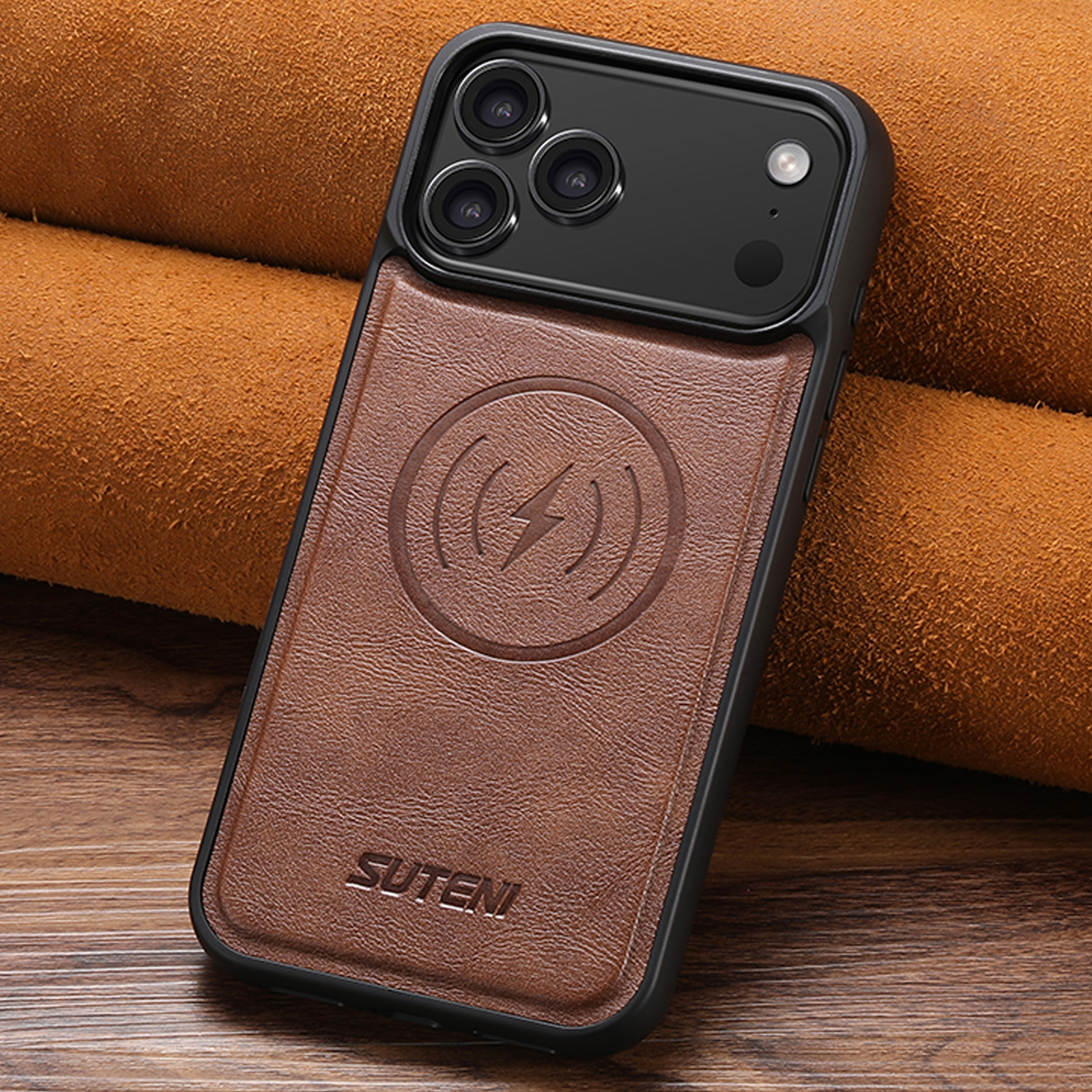 SUTENI G5 Frosted Feel Faux Leather Magnet Wireless Charging Phone Case For iPhone 17 Pro Max 16 Plus 15 14 13 12