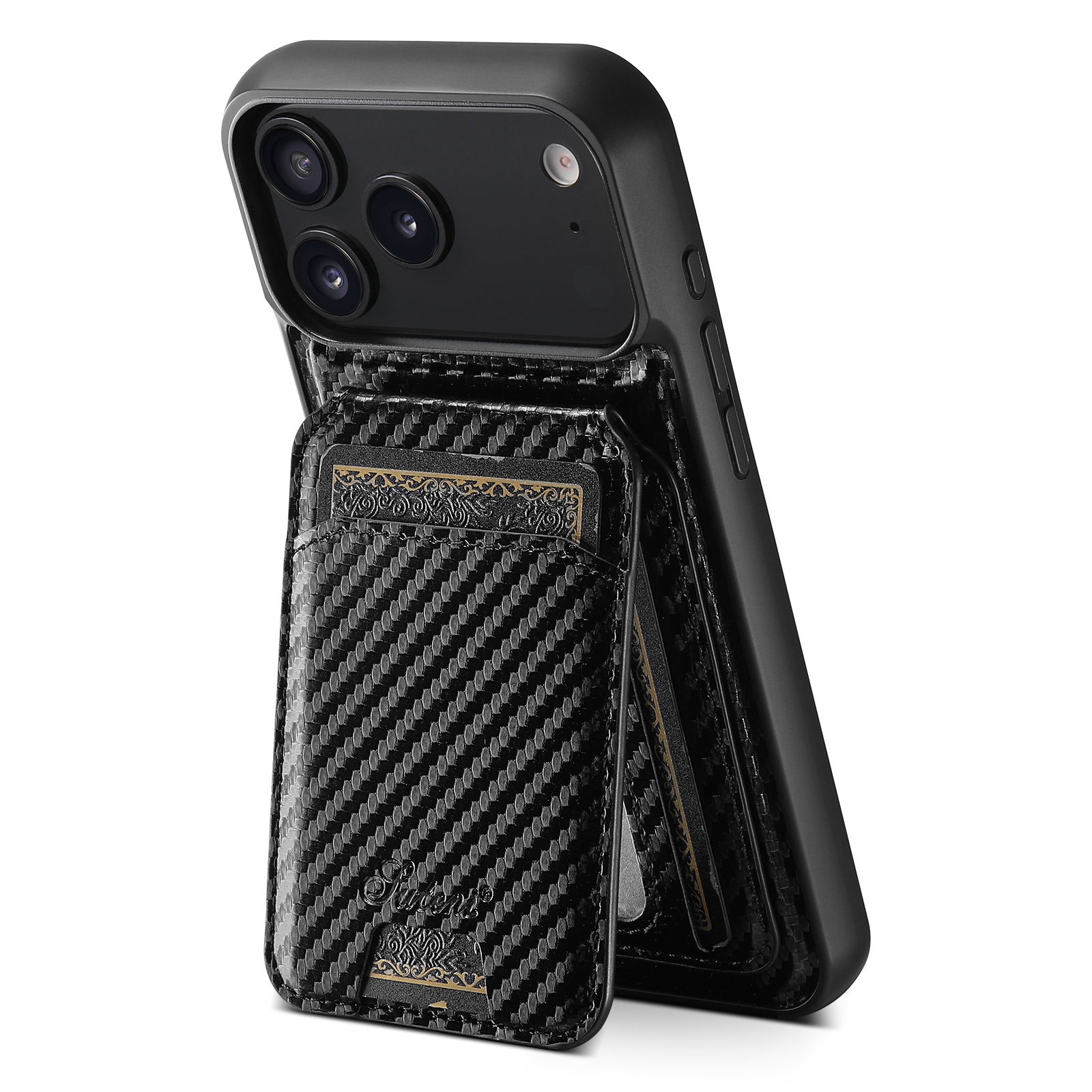 SUTENI H18TXW Phone Case Magnet Wireless Charging Card Holder Stand Luxury Faux Leather For iPhone 17 Pro Max 16 Plus 15 14 13 12
