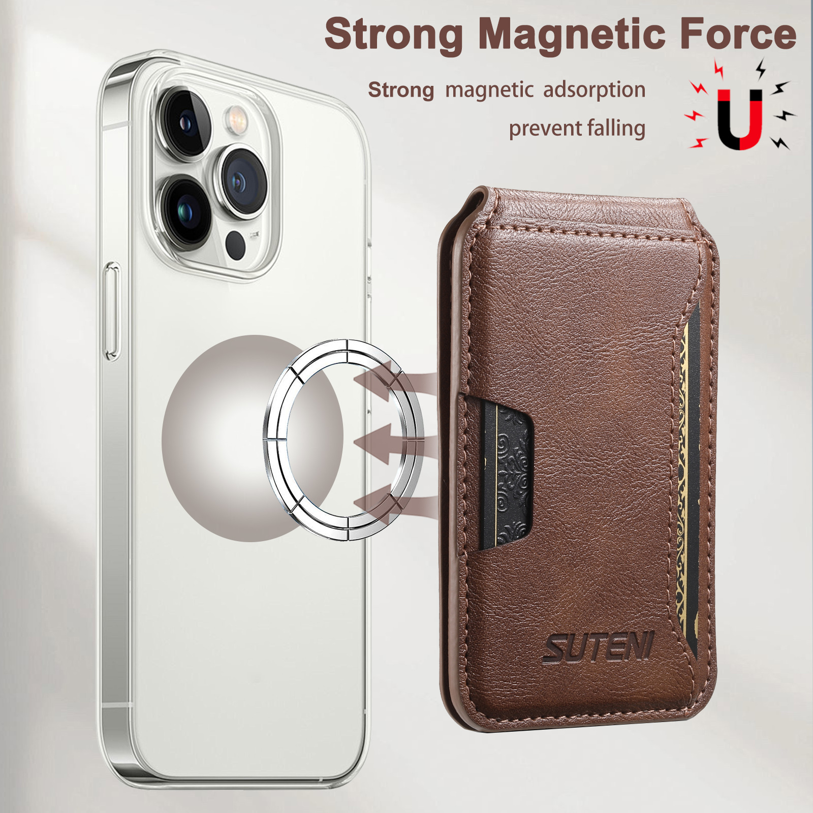 SUTENI S3 Mobile Phone Wallet Stand Magnet Flip Pocket Card Storage Luxury Faux Leather Bag Wallet