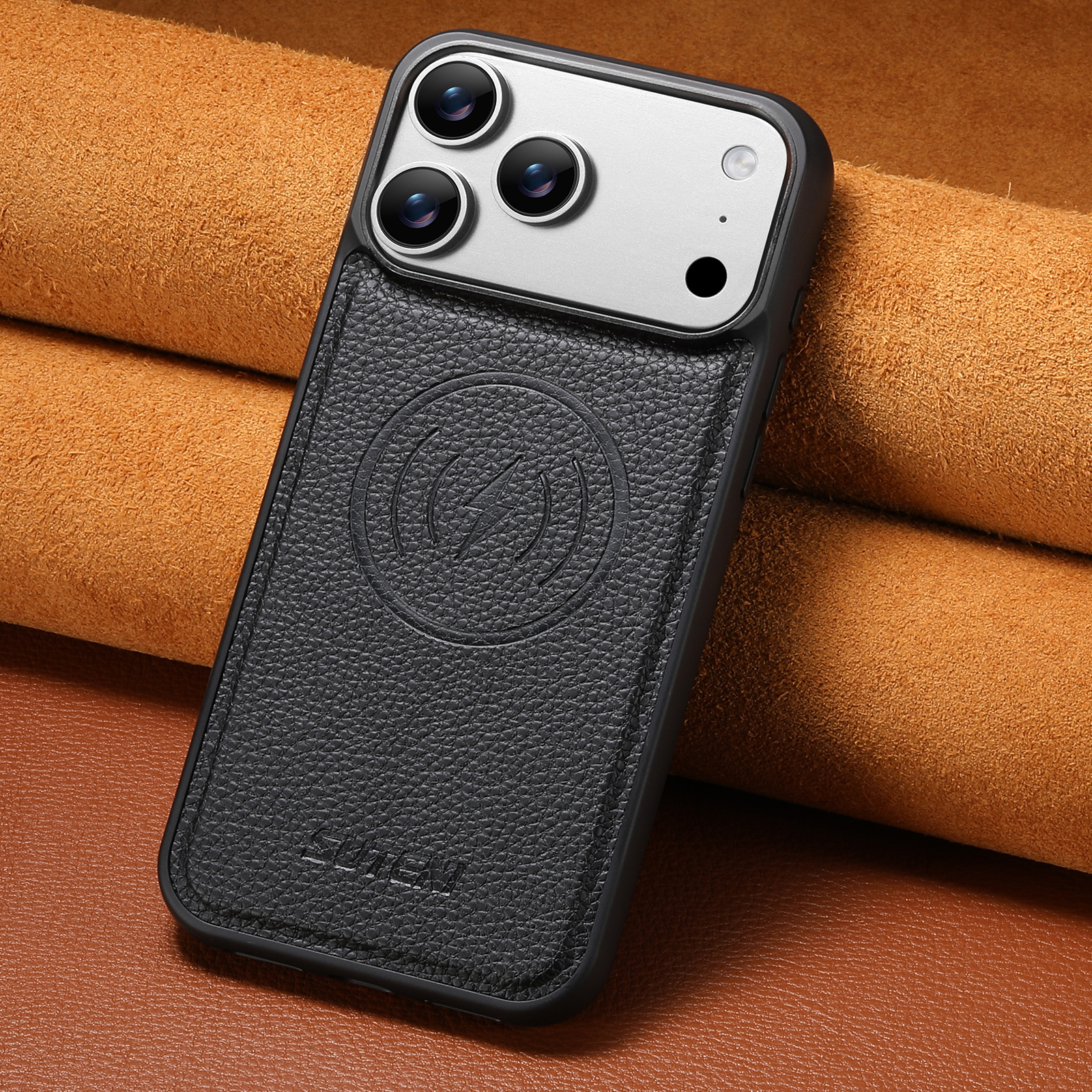 SUTENI G5DLZ Frosted Feel Faux Leather Magnet Wireless Charging Phone Case For iPhone 17 Pro Max 16 15 14 13