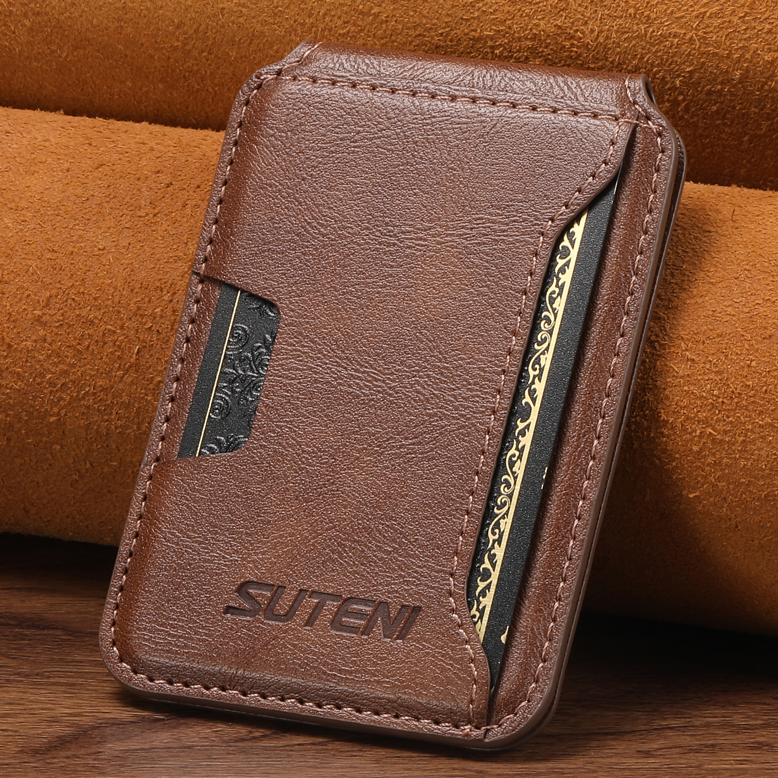 SUTENI S3 Mobile Phone Wallet Stand Magnet Flip Pocket Card Storage Luxury Faux Leather Bag Wallet
