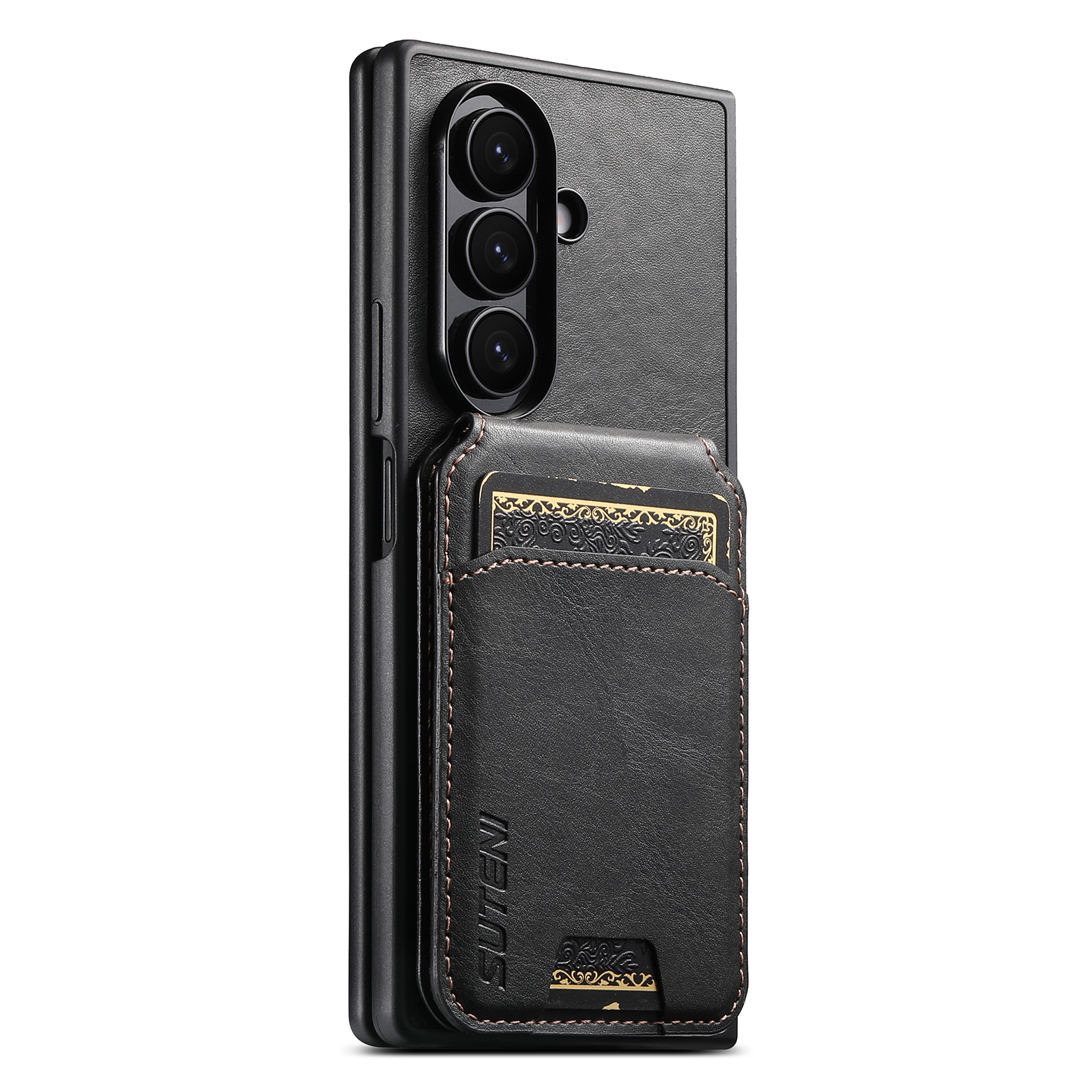 SUTENI H02YL Luxury Faux Leather Oil Wax Smooth Surface Phone Case Card Holder Stand For Samsung Galaxy Z Fold 8 Ultra 7 6 5