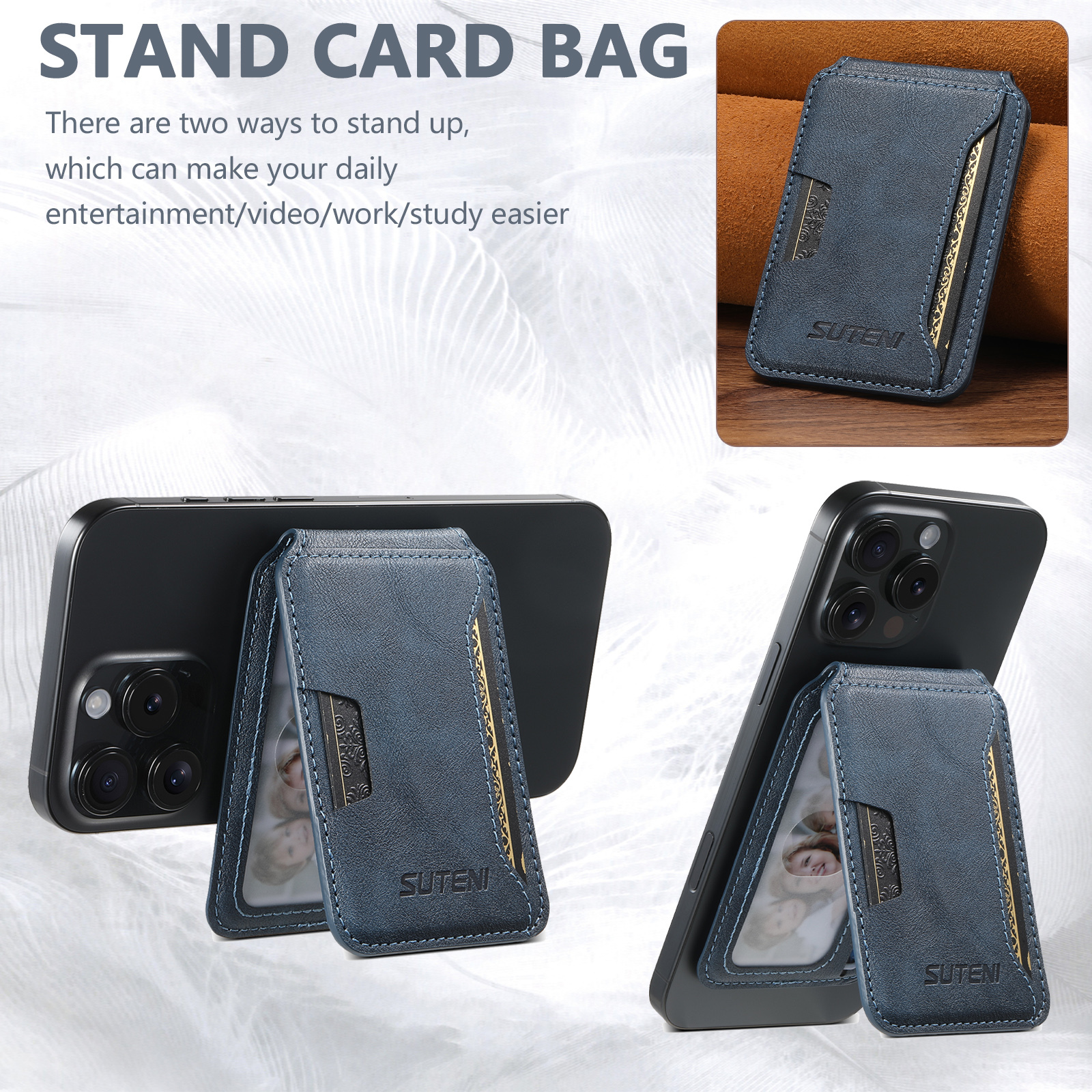SUTENI S3 Mobile Phone Wallet Stand Magnet Flip Pocket Card Storage Luxury Faux Leather Bag Wallet