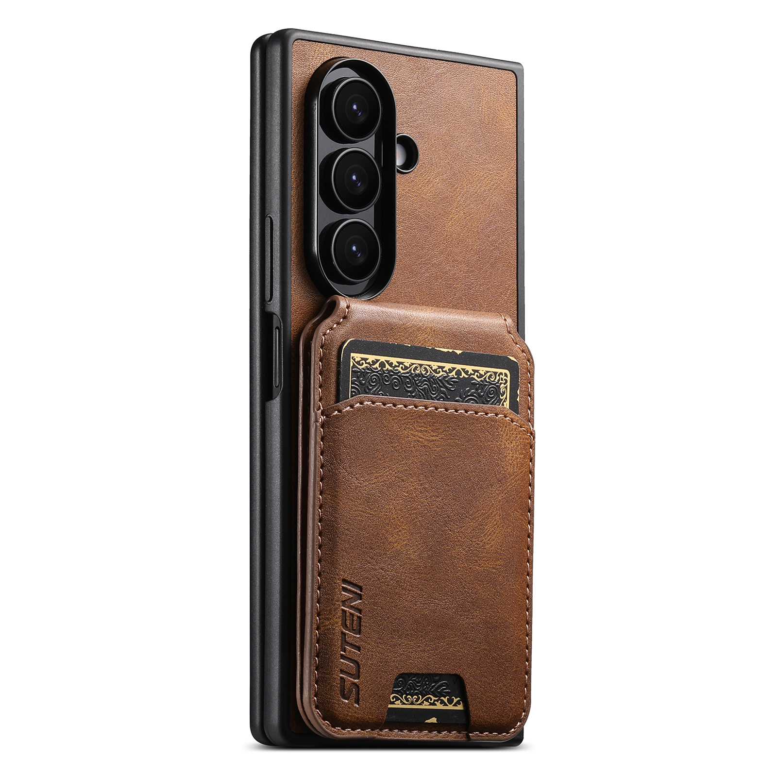 SUTENI H02YL Luxury Faux Leather Oil Wax Smooth Surface Phone Case Card Holder Stand For Samsung Galaxy Z Fold 7 6 5