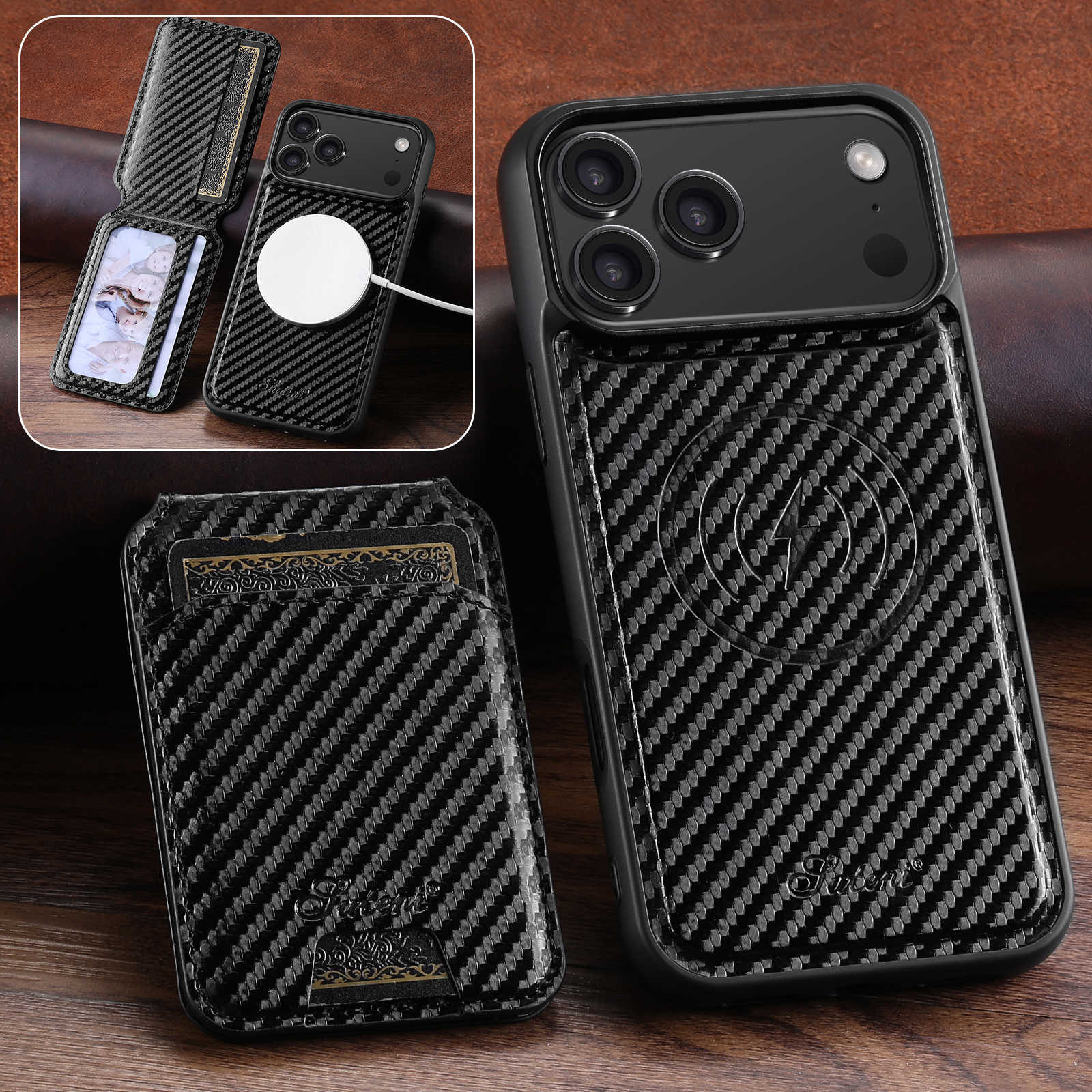 SUTENI H18TXW Phone Case Magnet Wireless Charging Card Holder Stand Luxury Faux Leather For iPhone 17 Pro Max 16 Plus 15 14 13 12