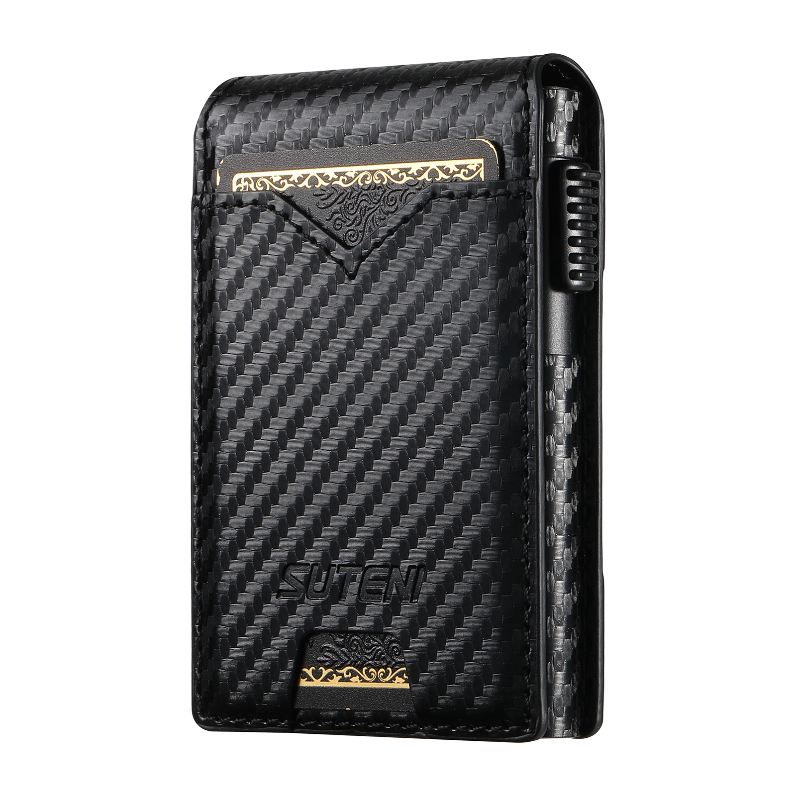 SUTENI KH6TXW Card Slot Wallet Flip Cover Faux Leather Card Box Pressing The Button Automatically Ejects The Card