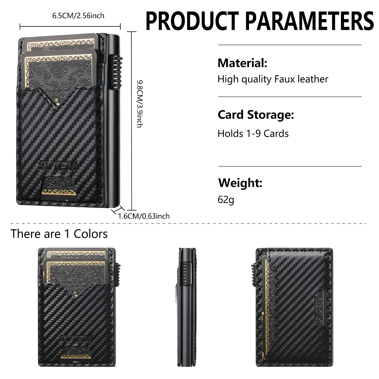 SUTENI KH5TXW Card Slot Wallet Faux Leather Card Box Pressing The Button Automatically Ejects The Card