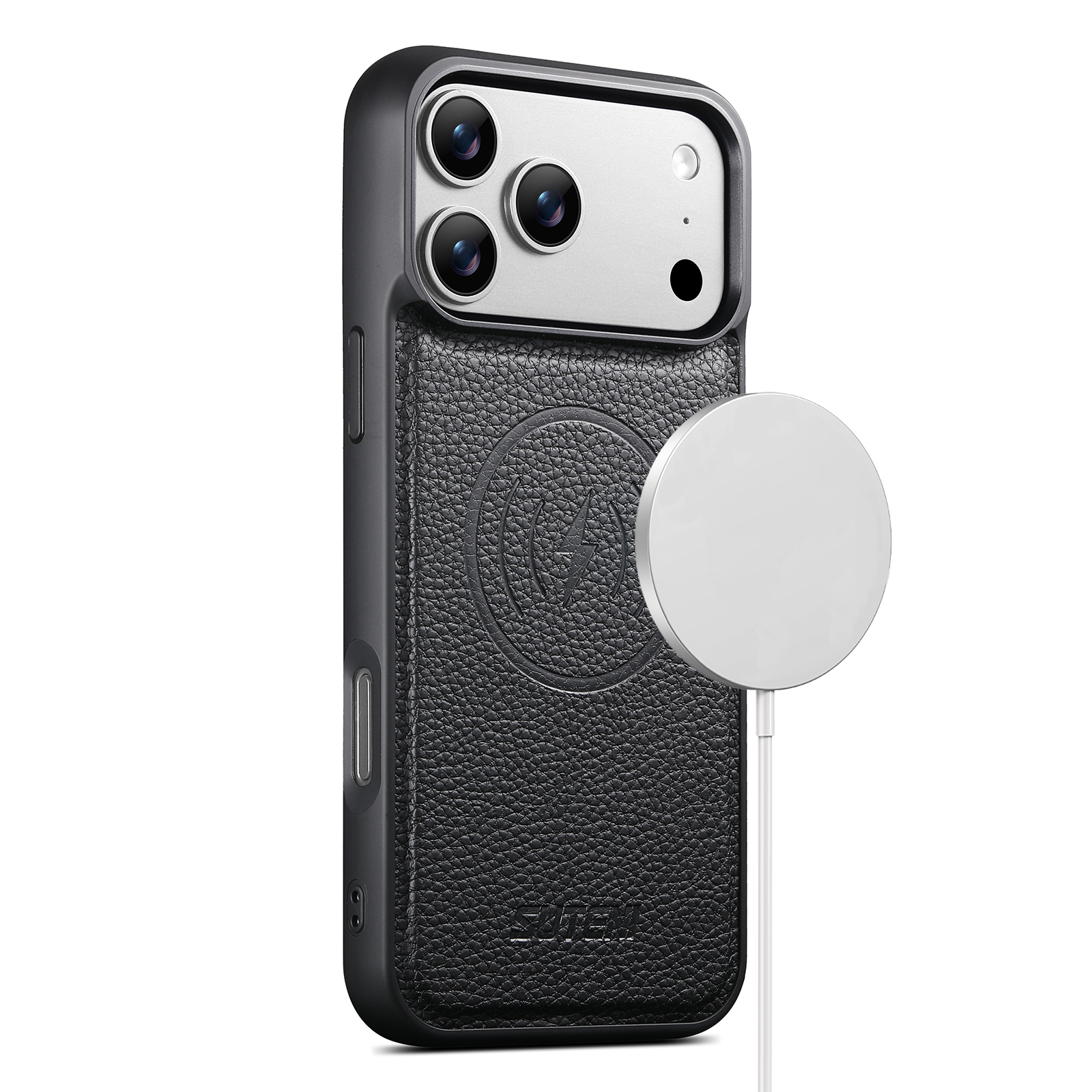 SUTENI G5DLZ Frosted Feel Faux Leather Magnet Wireless Charging Phone Case For iPhone 17 Pro Max 16 15 14 13