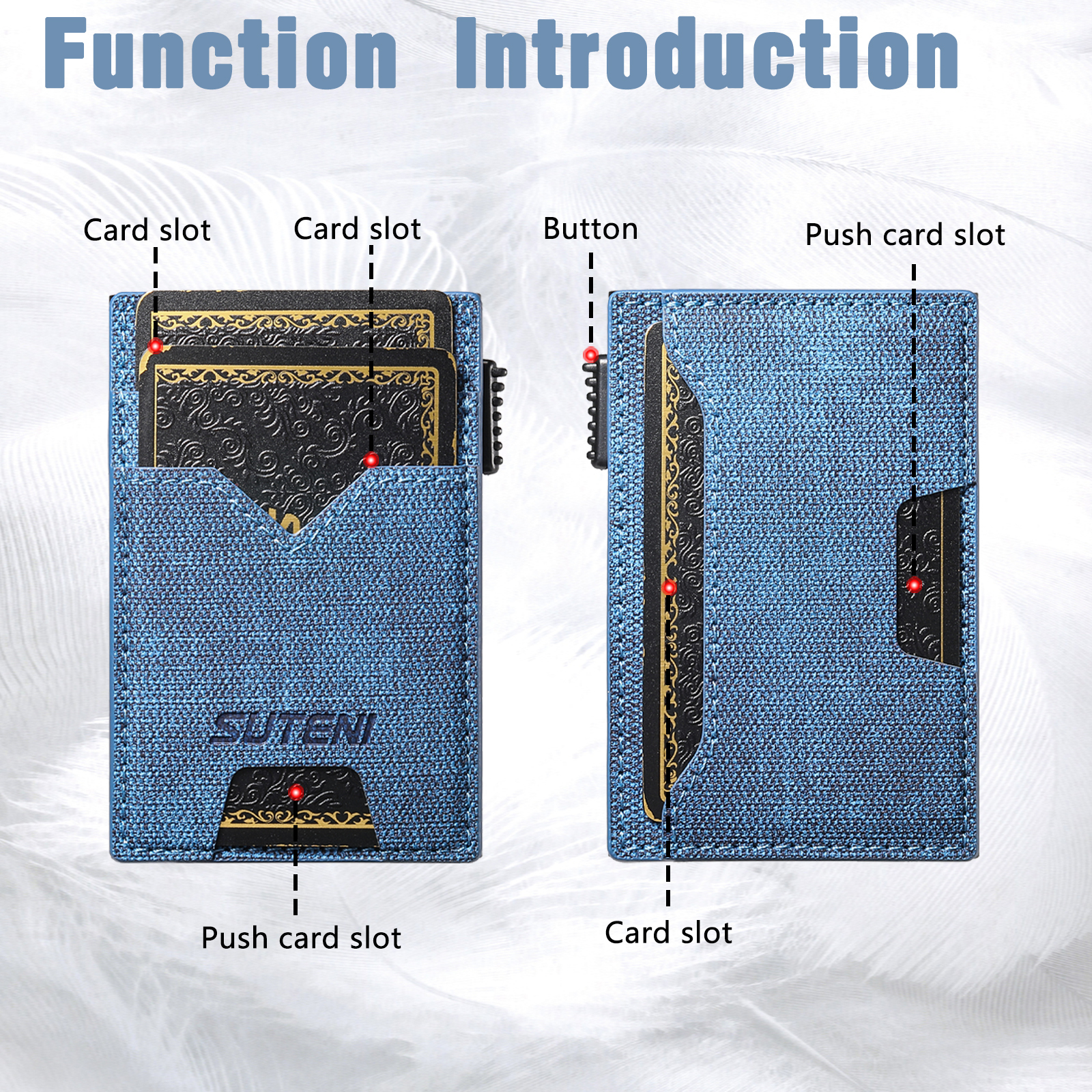 SUTENI KH5NZ Card Slot Wallet Faux Leather Card Box Pressing The Button Automatically Ejects The Card