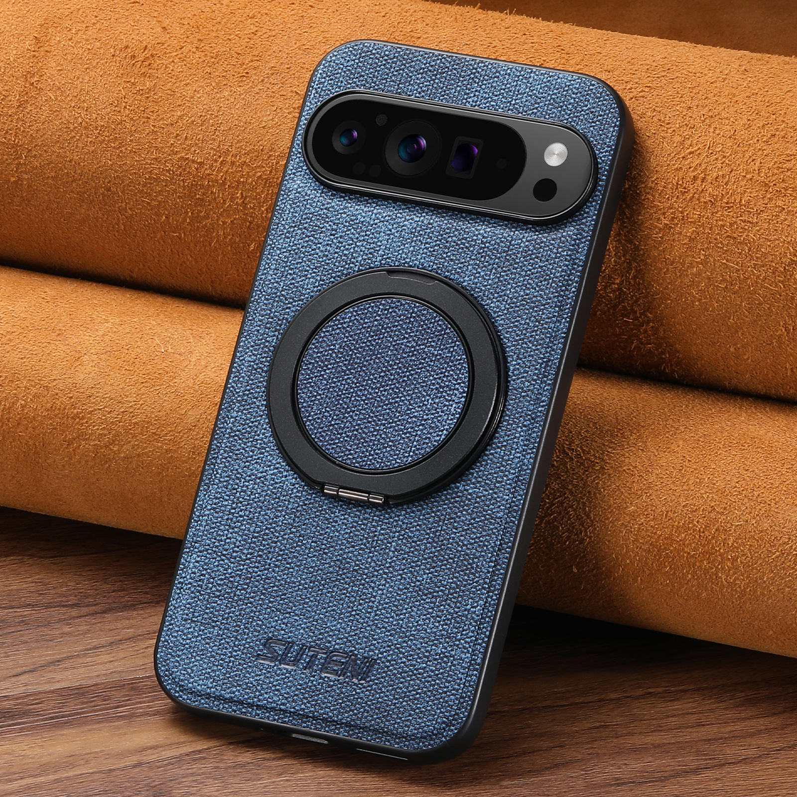 SUTENI G3NZ Faux Leather Magnet Wireless Charging Phone Case 360° Rotating Stand Ring Buckle Frosted Feel For Google Pixel 10ProXL 9 8A 7 6