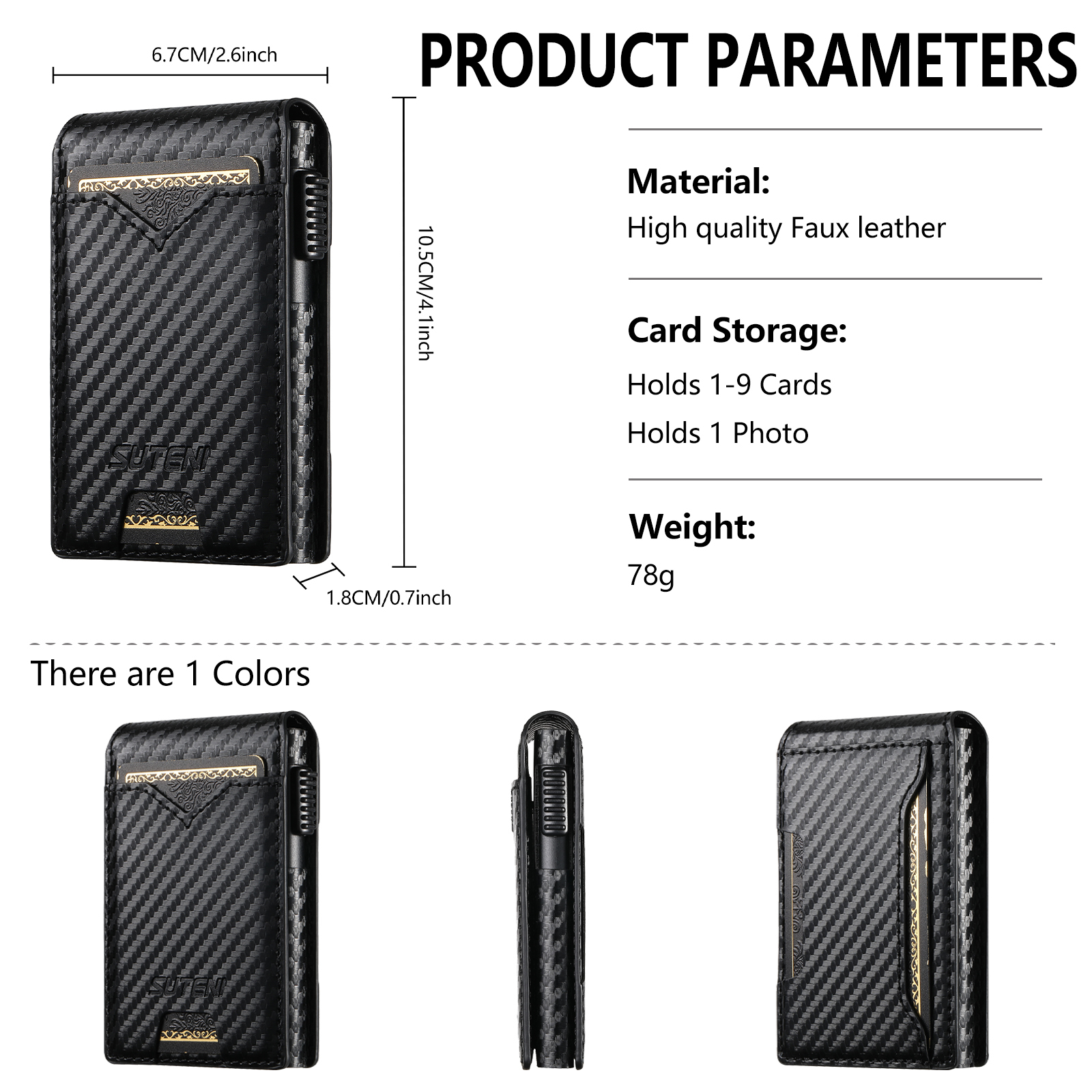 SUTENI KH6TXW Card Slot Wallet Flip Cover Faux Leather Card Box Pressing The Button Automatically Ejects The Card