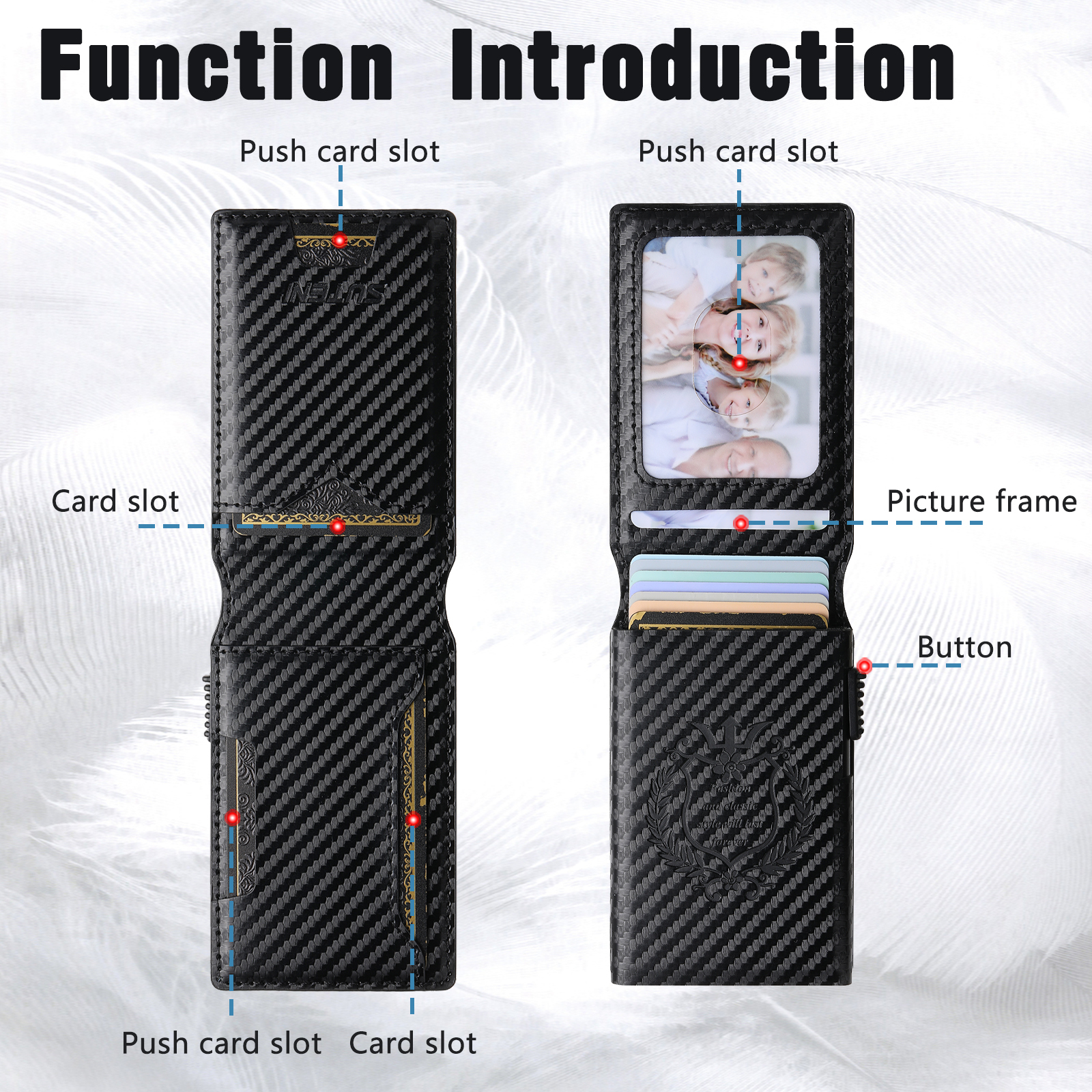 SUTENI KH6TXW Card Slot Wallet Flip Cover Faux Leather Card Box Pressing The Button Automatically Ejects The Card
