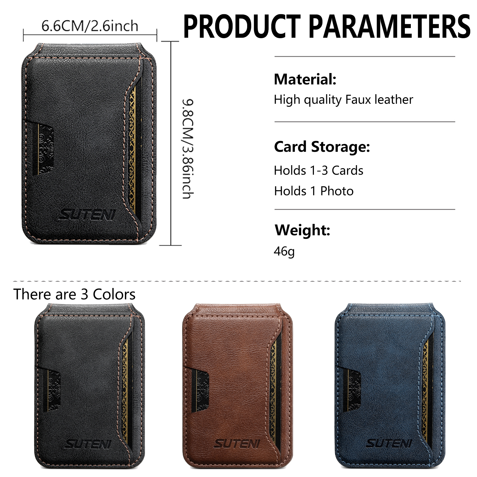 SUTENI S3 Mobile Phone Wallet Stand Magnet Flip Pocket Card Storage Luxury Faux Leather Bag Wallet
