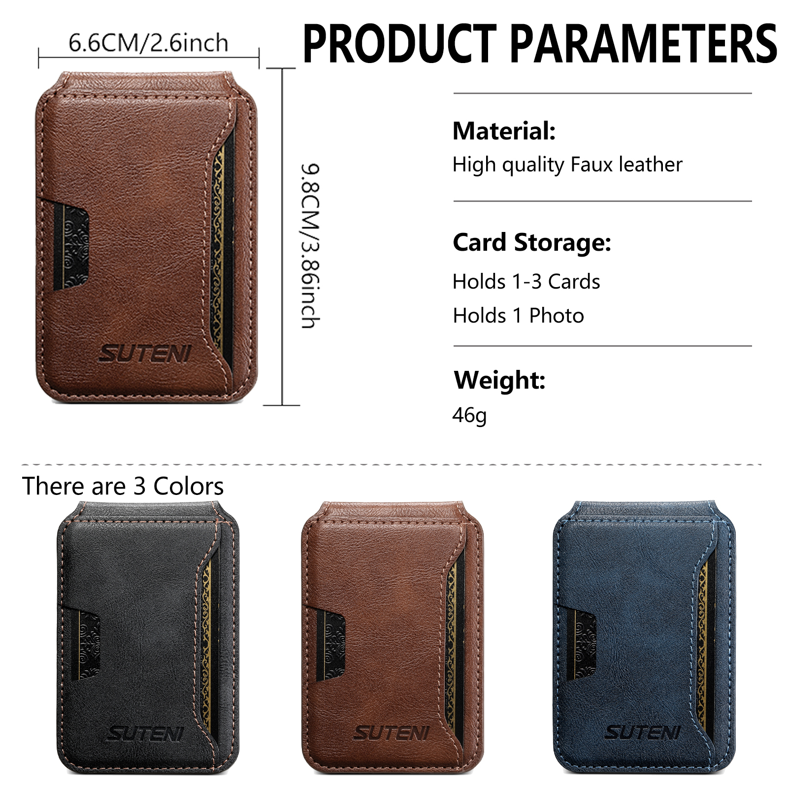 SUTENI S3 Mobile Phone Wallet Stand Magnet Flip Pocket Card Storage Luxury Faux Leather Bag Wallet
